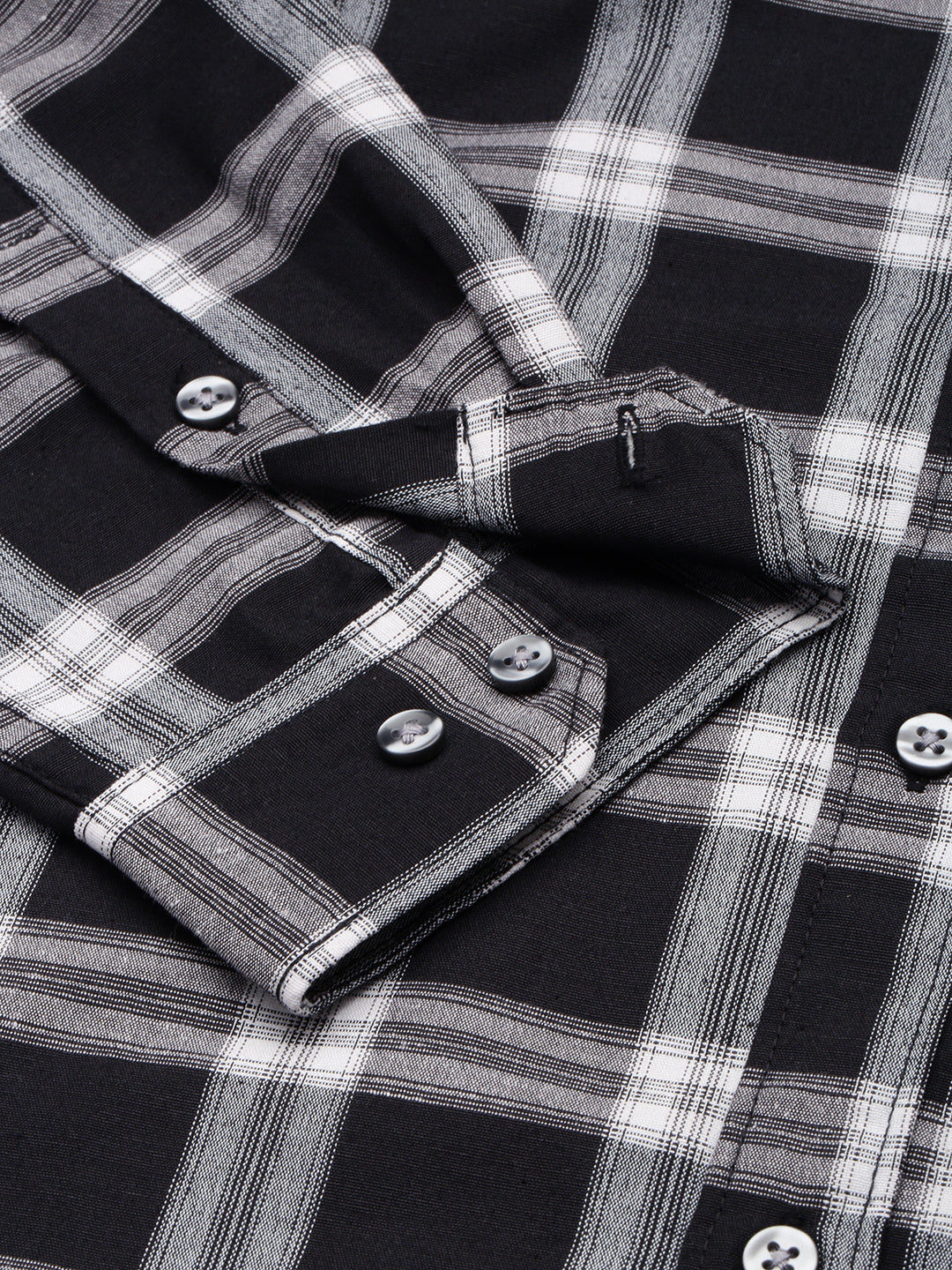 Men Black Checked Casual Shirt