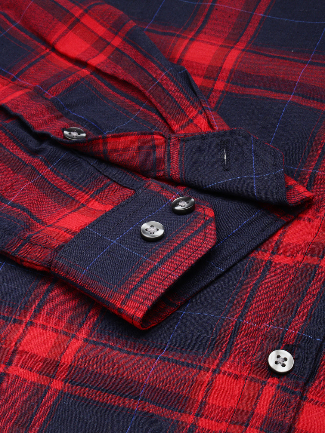 Men Navy Checked Casual Shirt