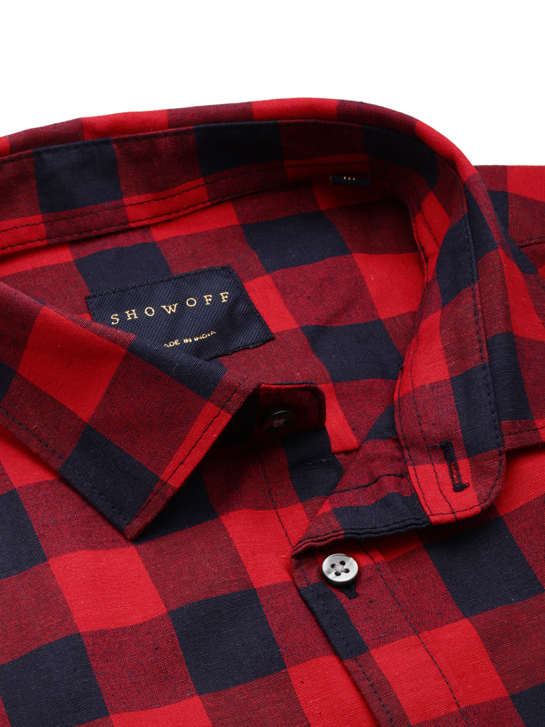 Men Red Checked Casual Shirt