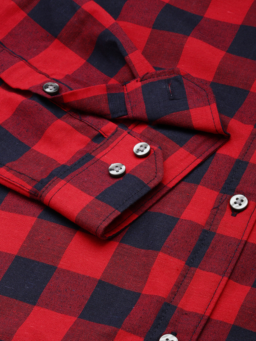 Men Red Checked Casual Shirt