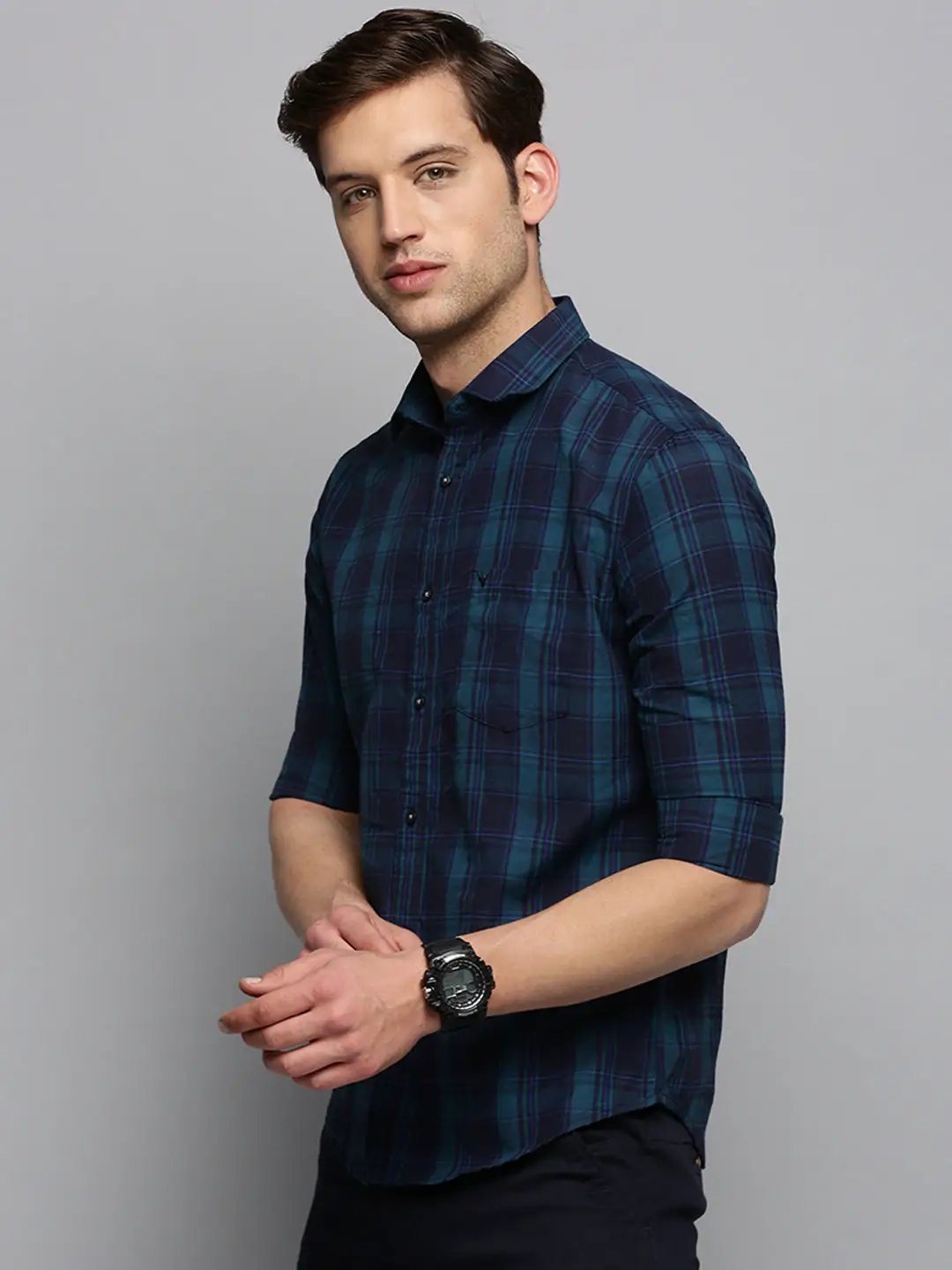 Men's Navy Checked Casual Shirt