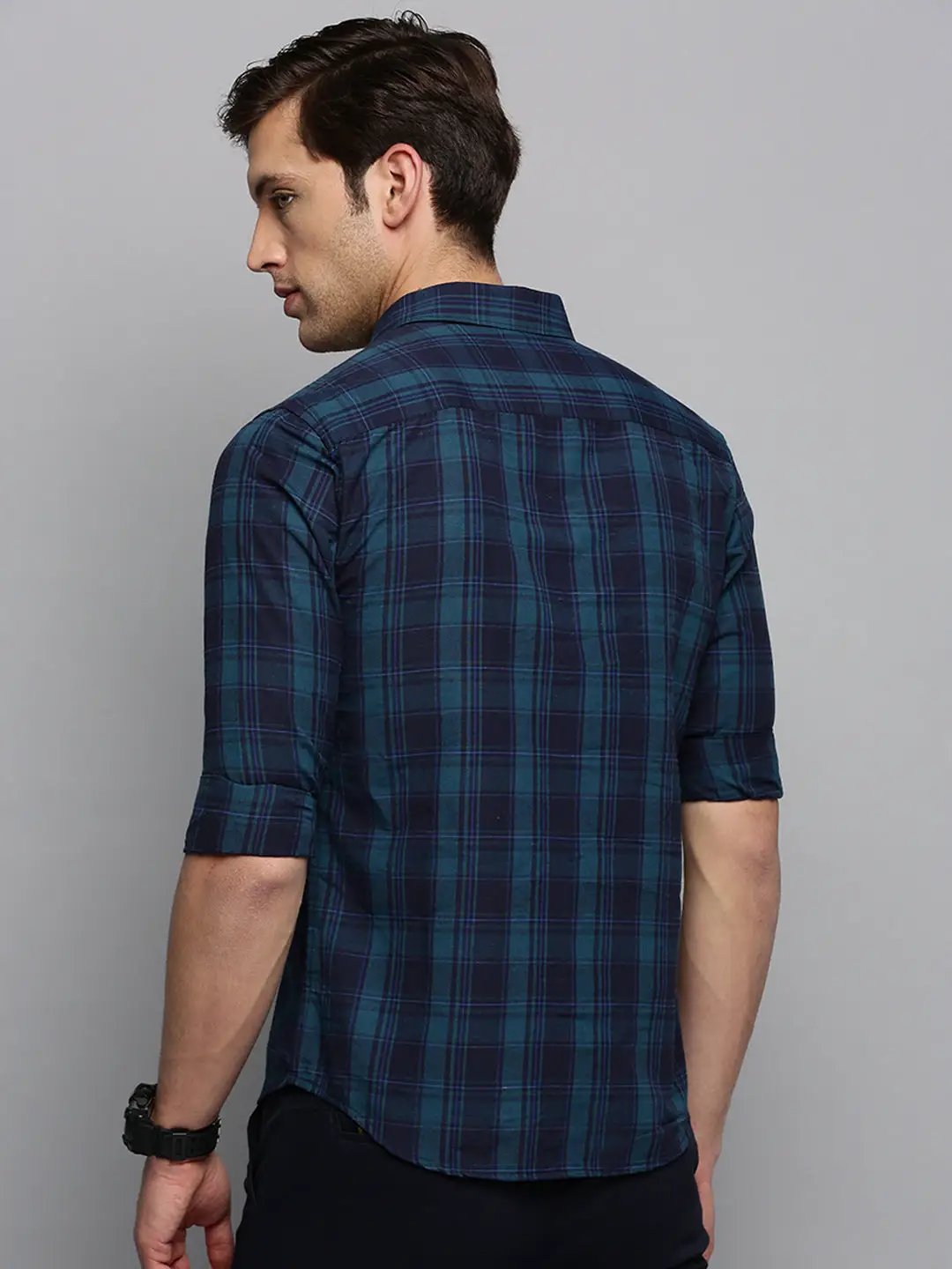 Men's Navy Checked Casual Shirt