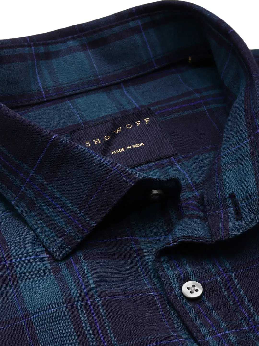 Men's Navy Checked Casual Shirt