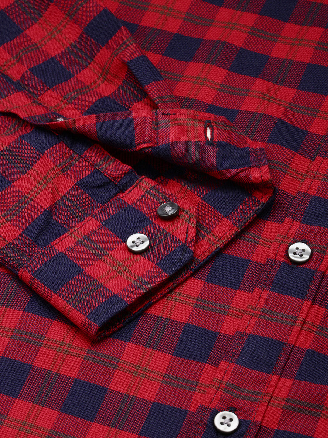 Men Red Checked Casual Shirt