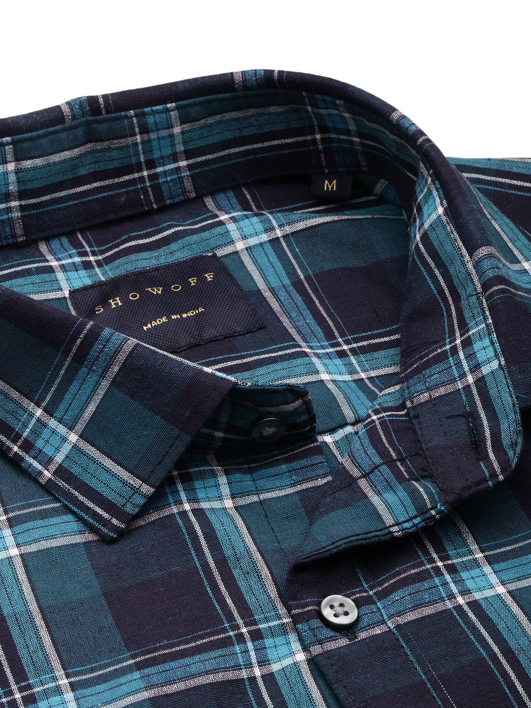 Men Navy Checked Casual Shirt