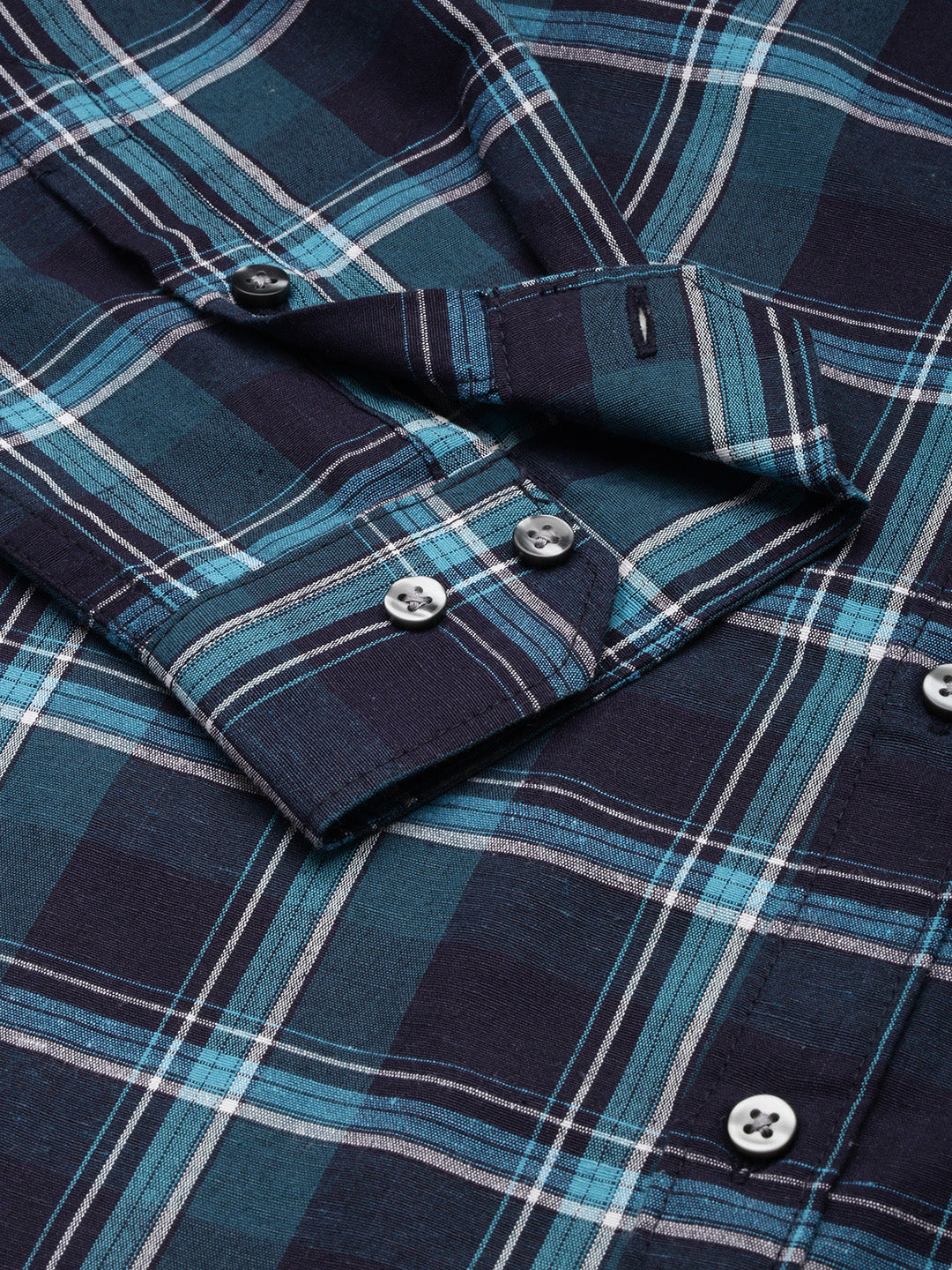 Men Navy Checked Casual Shirt