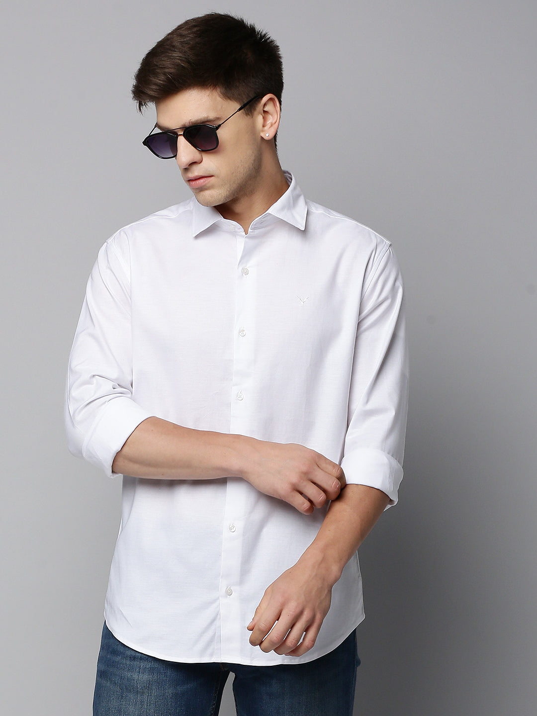 Men's White Solid Casual Shirt