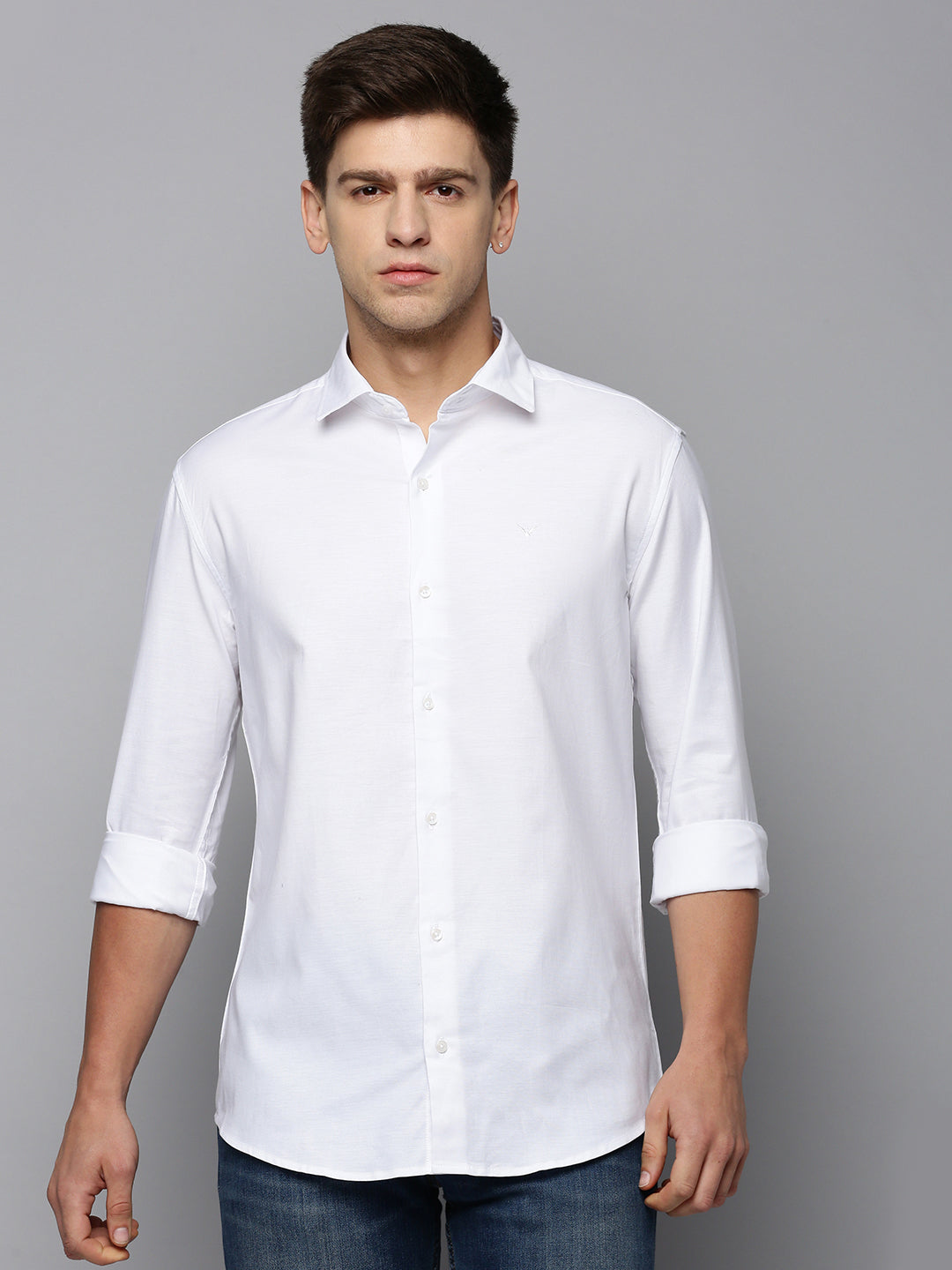 Men's White Solid Casual Shirt