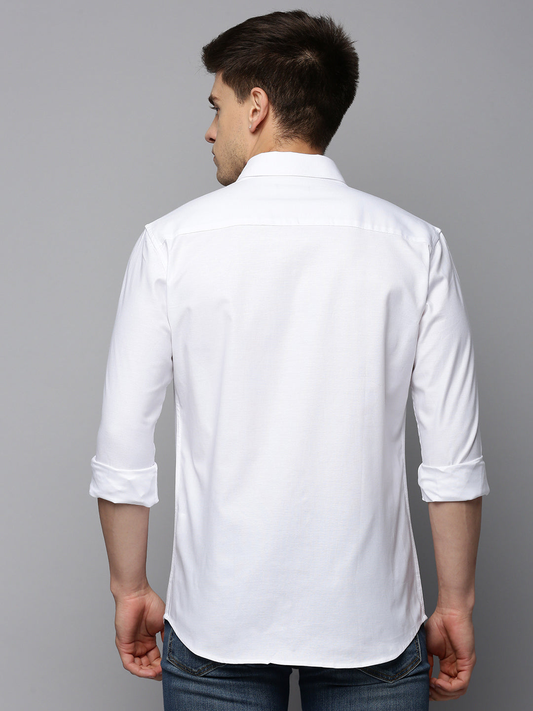 Men's White Solid Casual Shirt