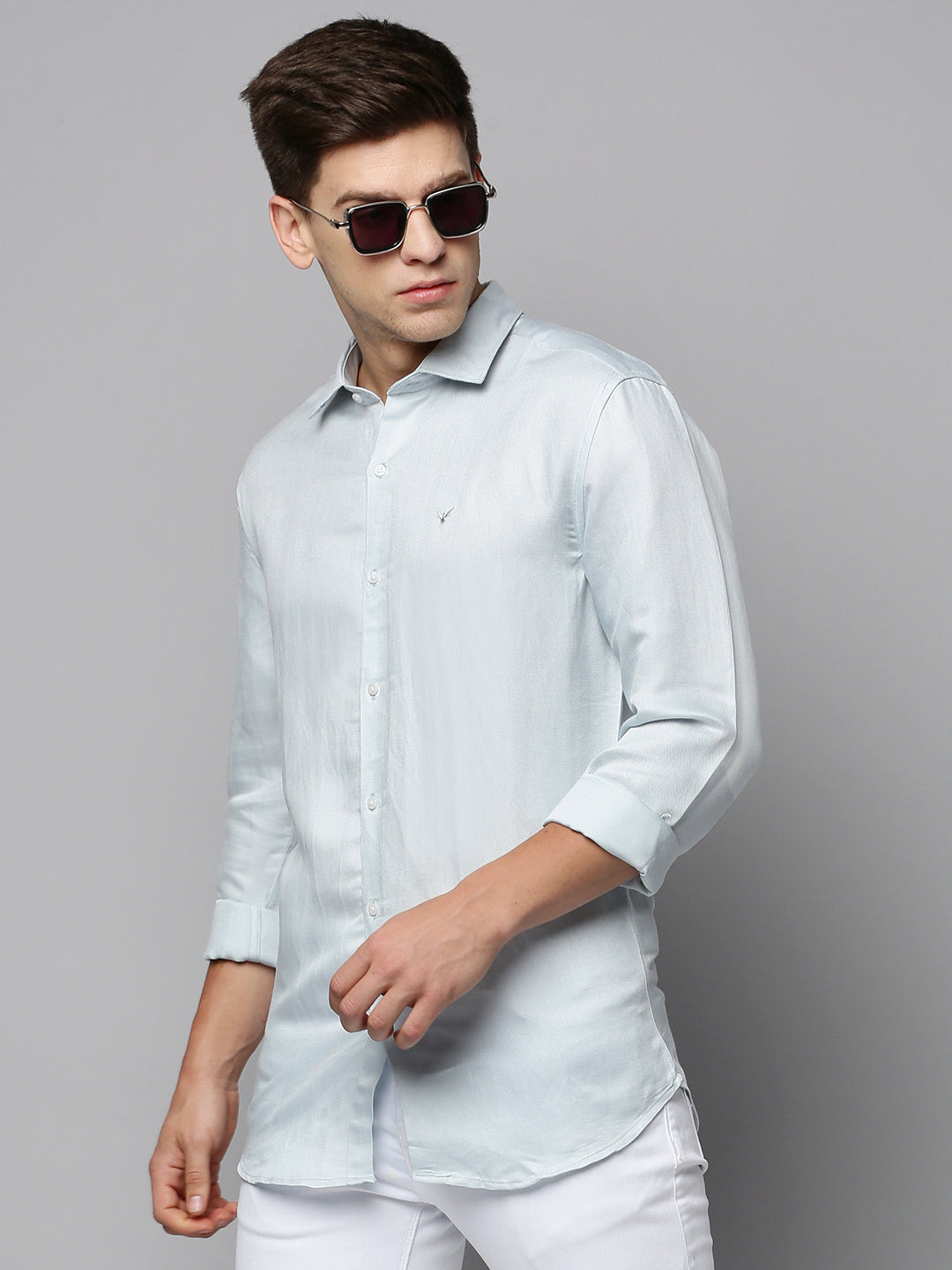 Men Blue Solid Casual Shirt