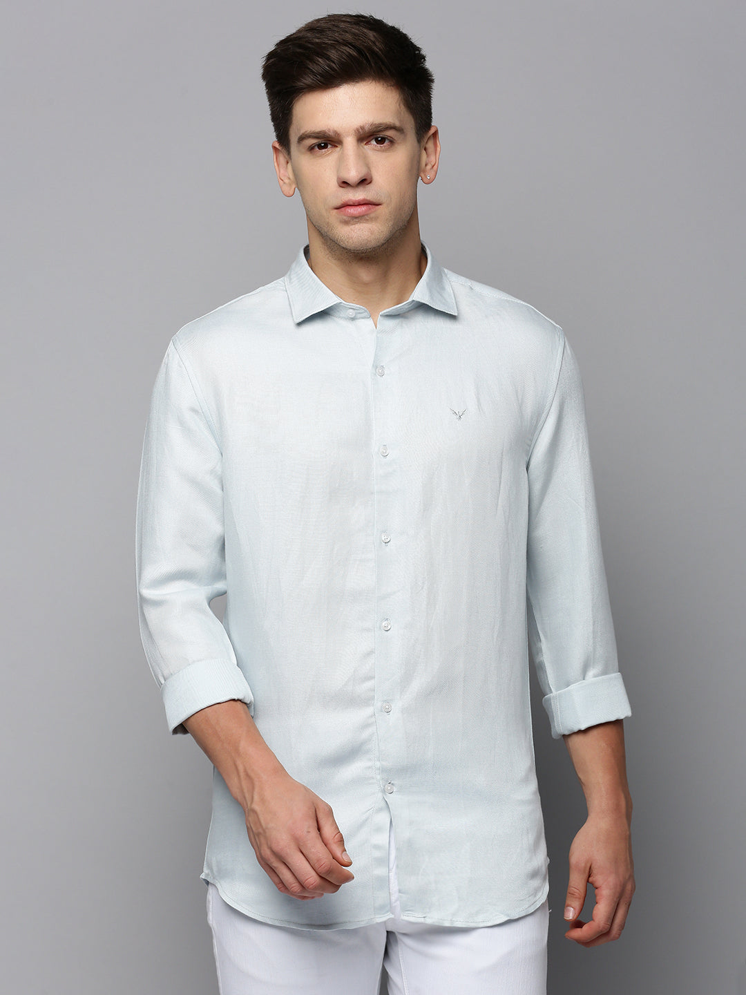 Men Blue Solid Casual Shirt