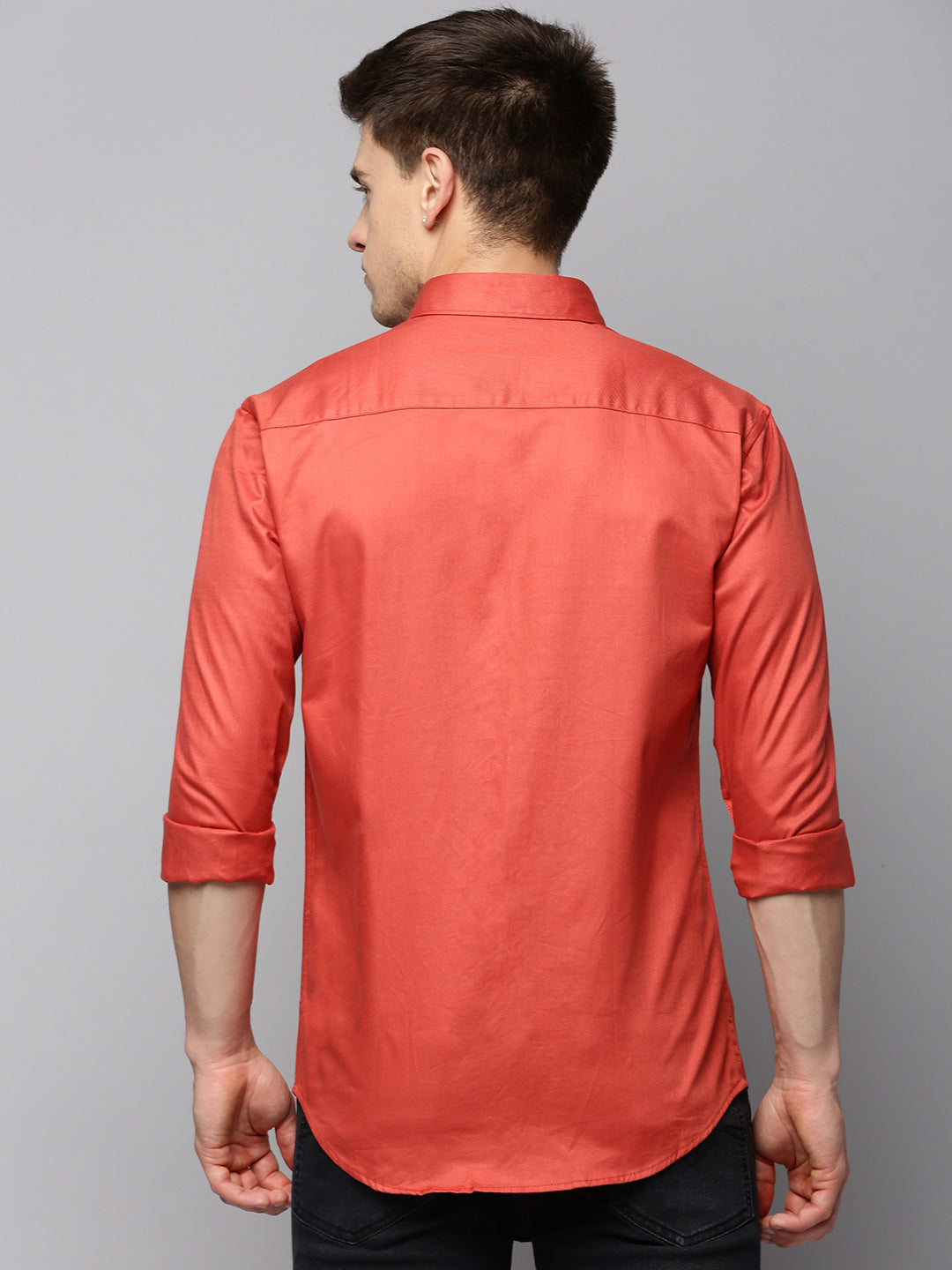 Men Rust Solid Casual Shirt