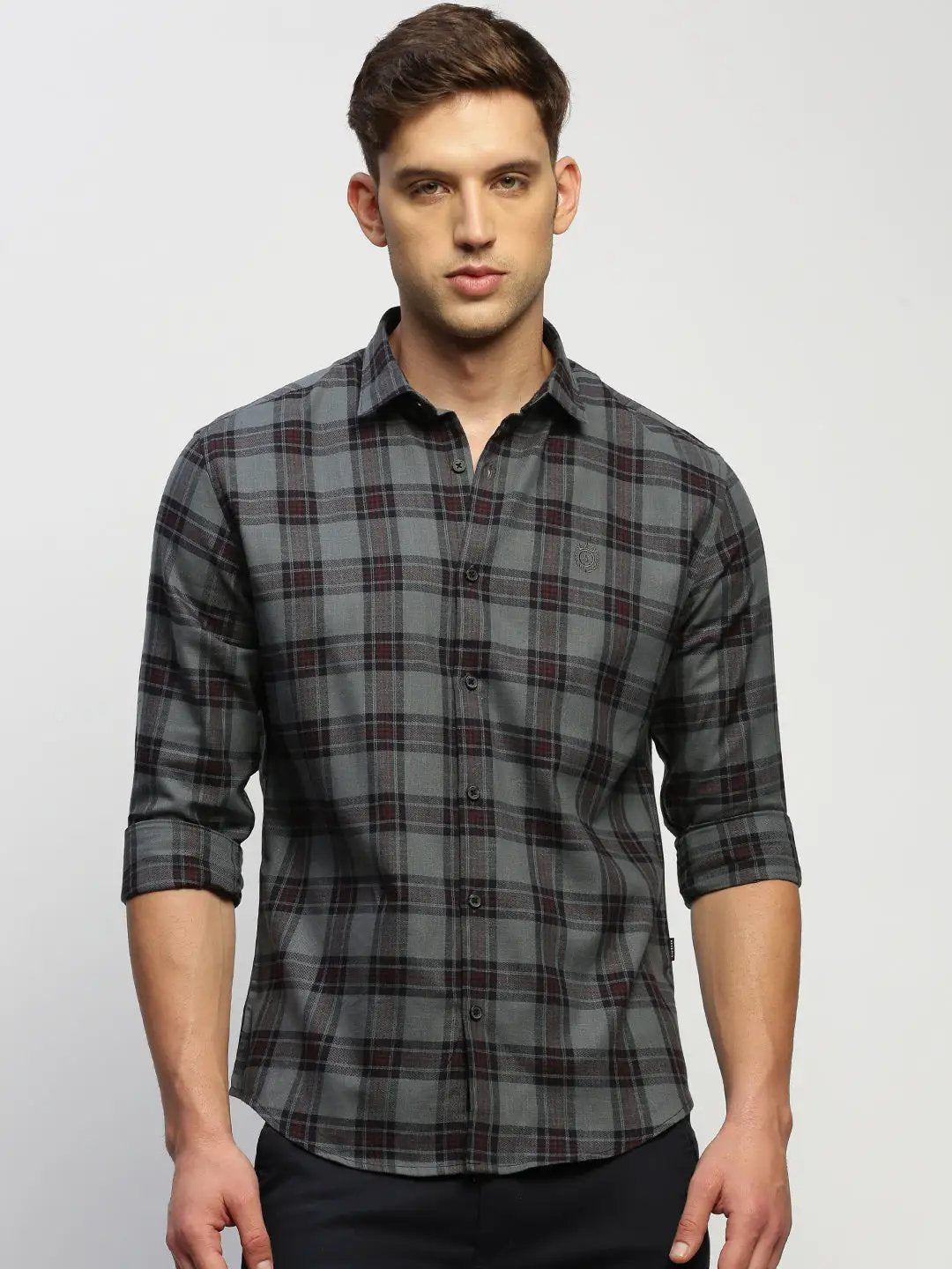 Men's Grey Checked Shirt