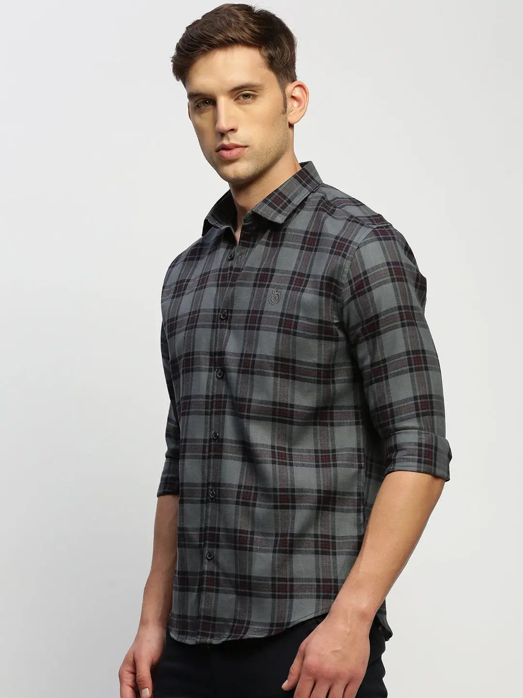 Men's Grey Checked Shirt