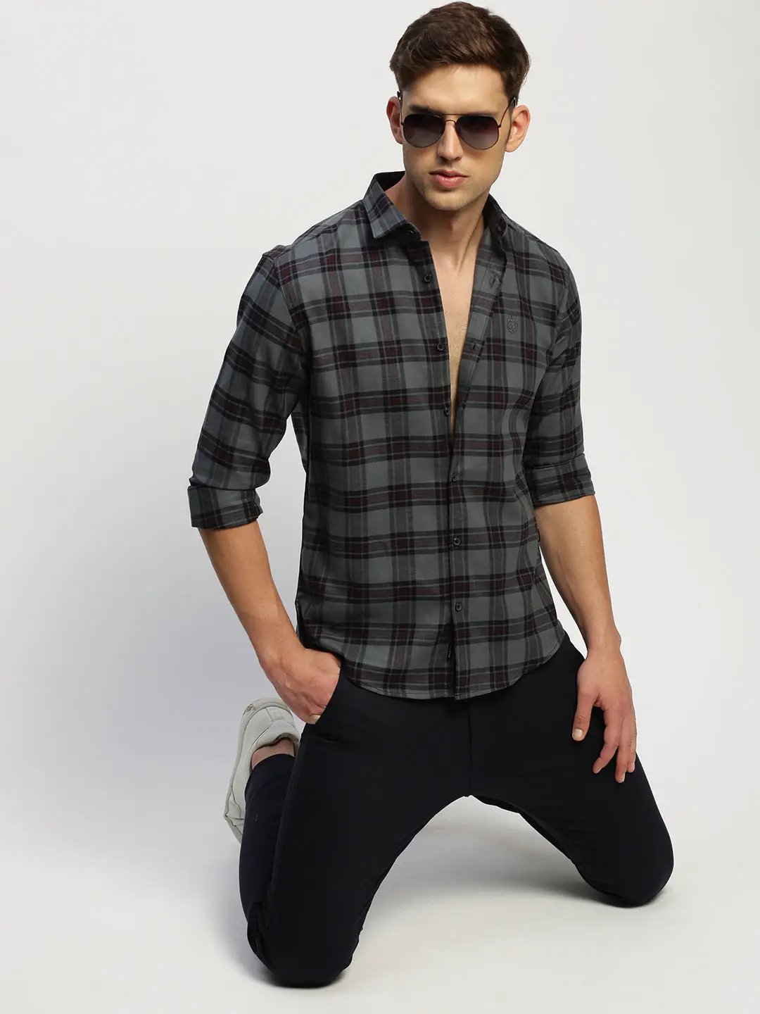 Men's Grey Checked Shirt