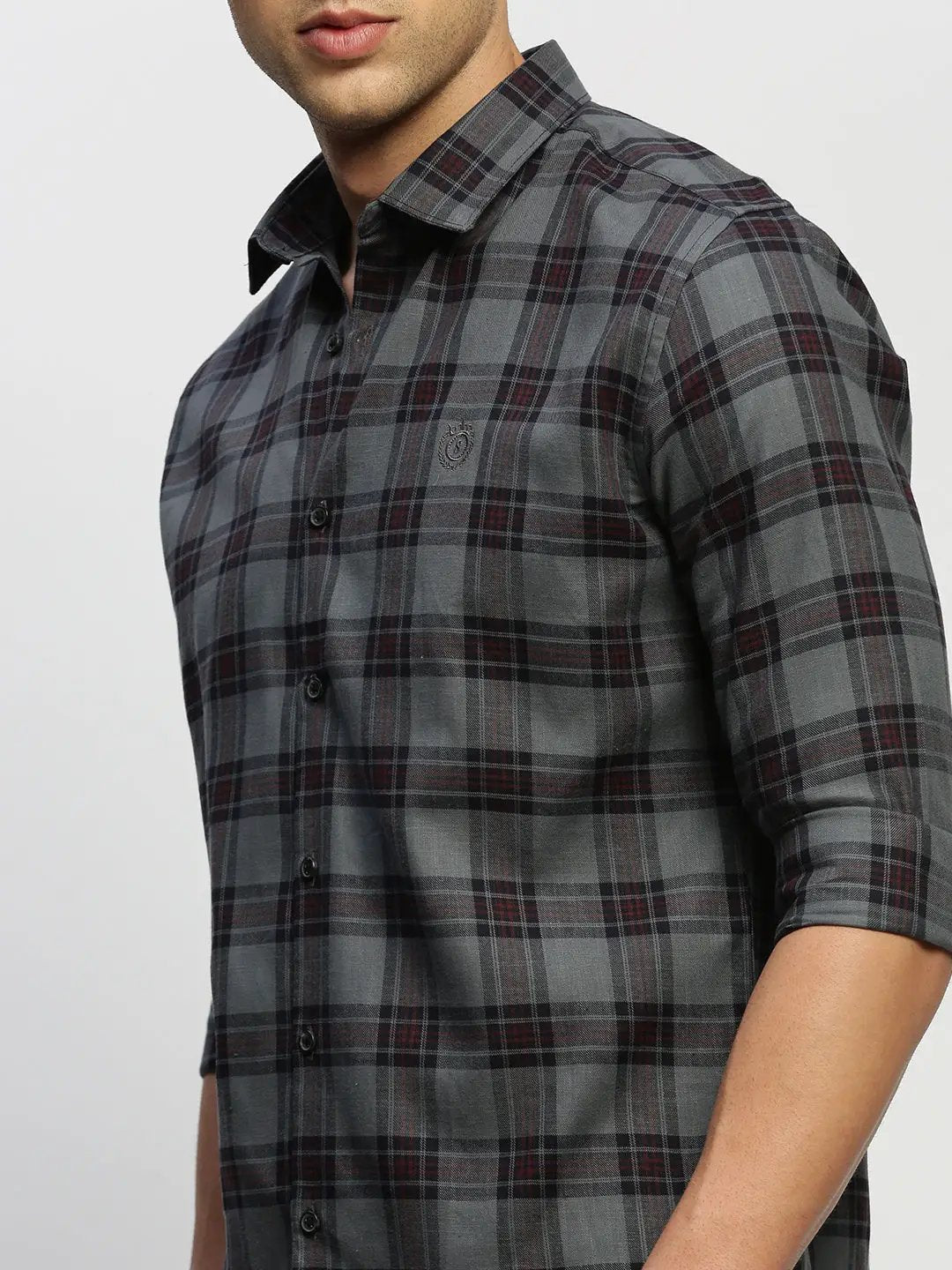 Men's Grey Checked Shirt