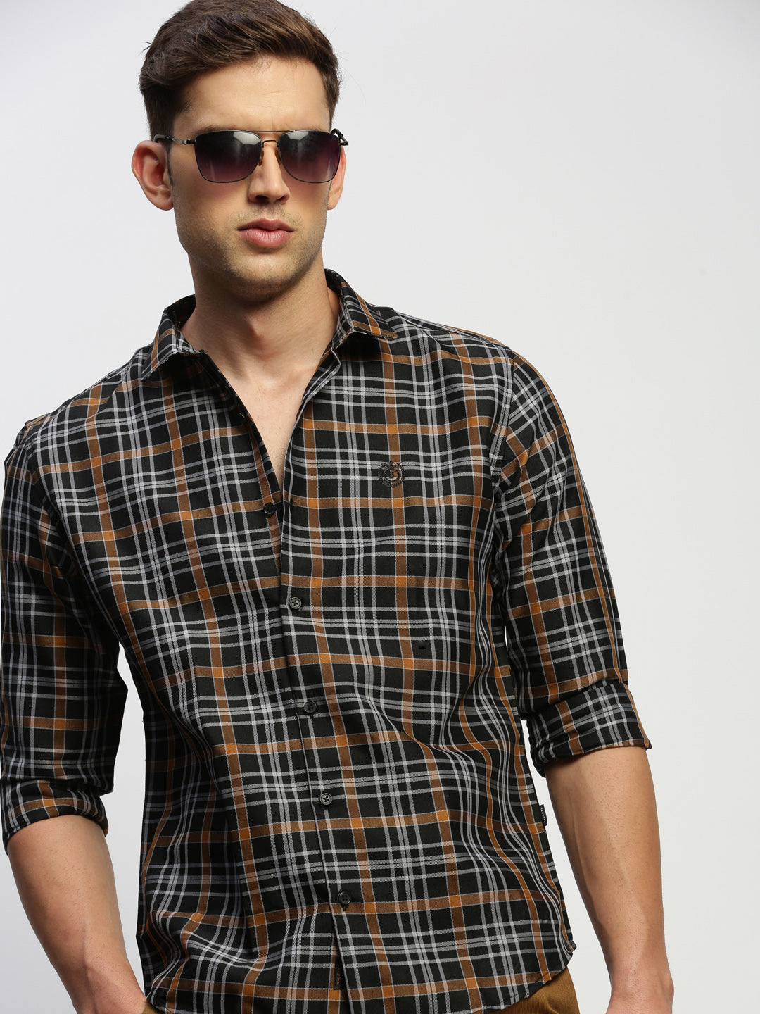 Men Black Checked Shirt