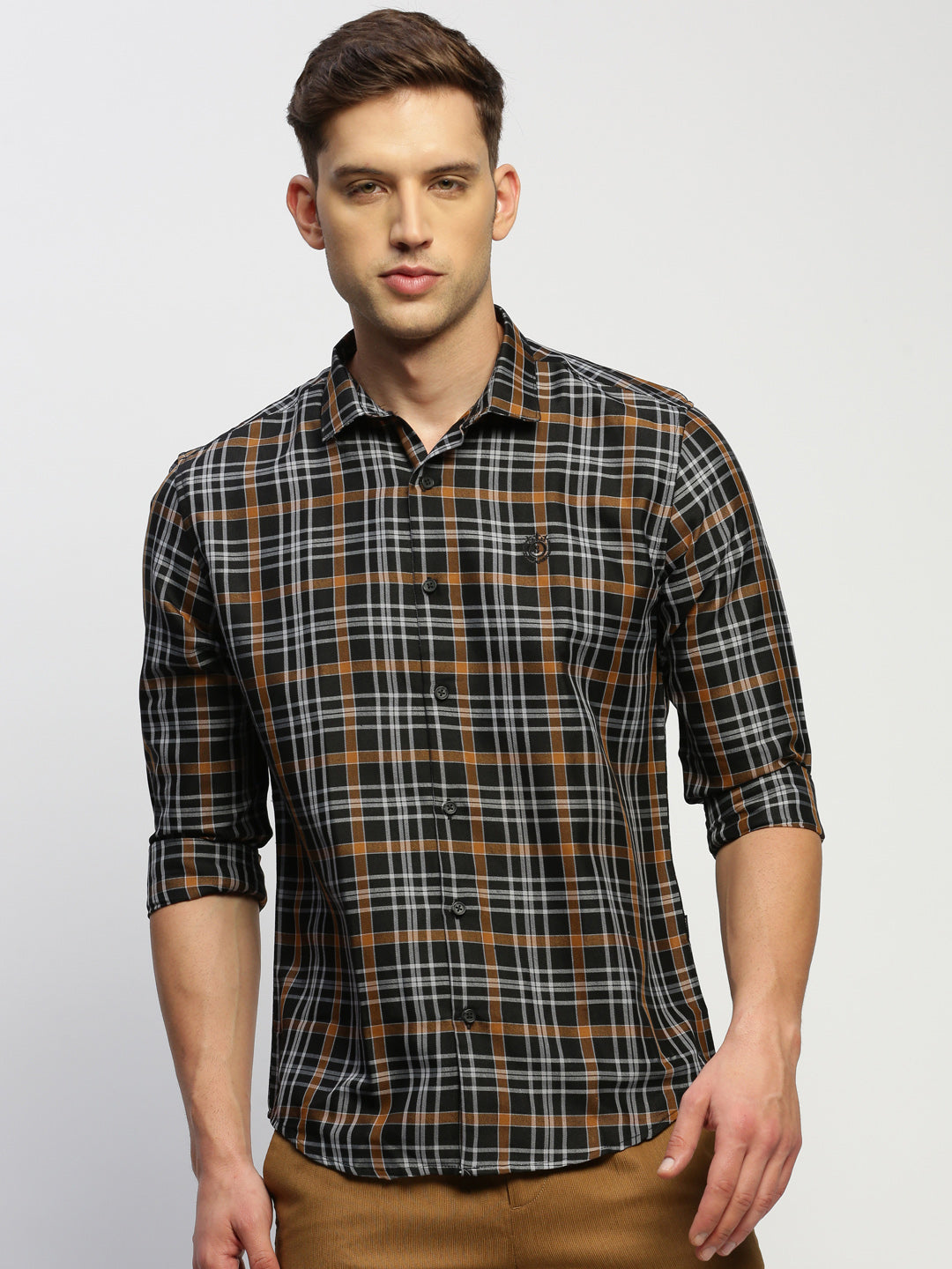 Men Black Checked Shirt