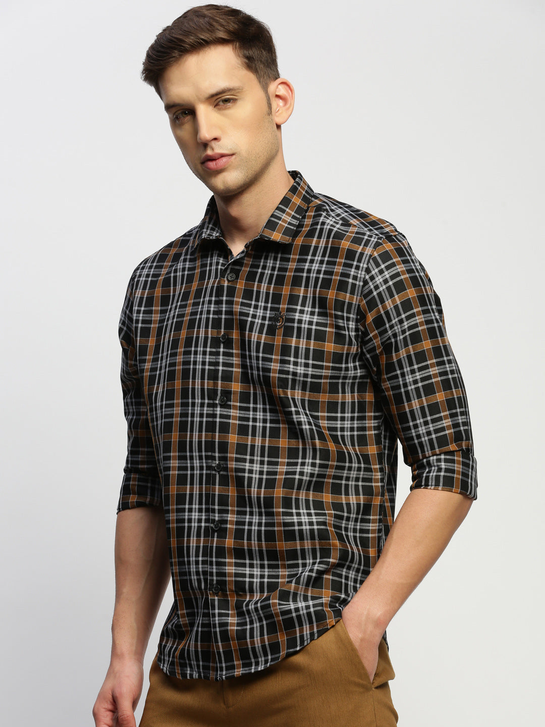 Men Black Checked Shirt