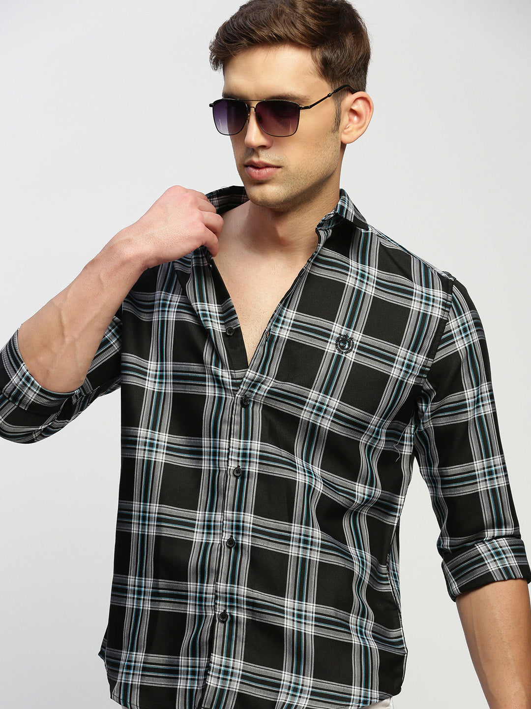 Men Black Checked Shirt