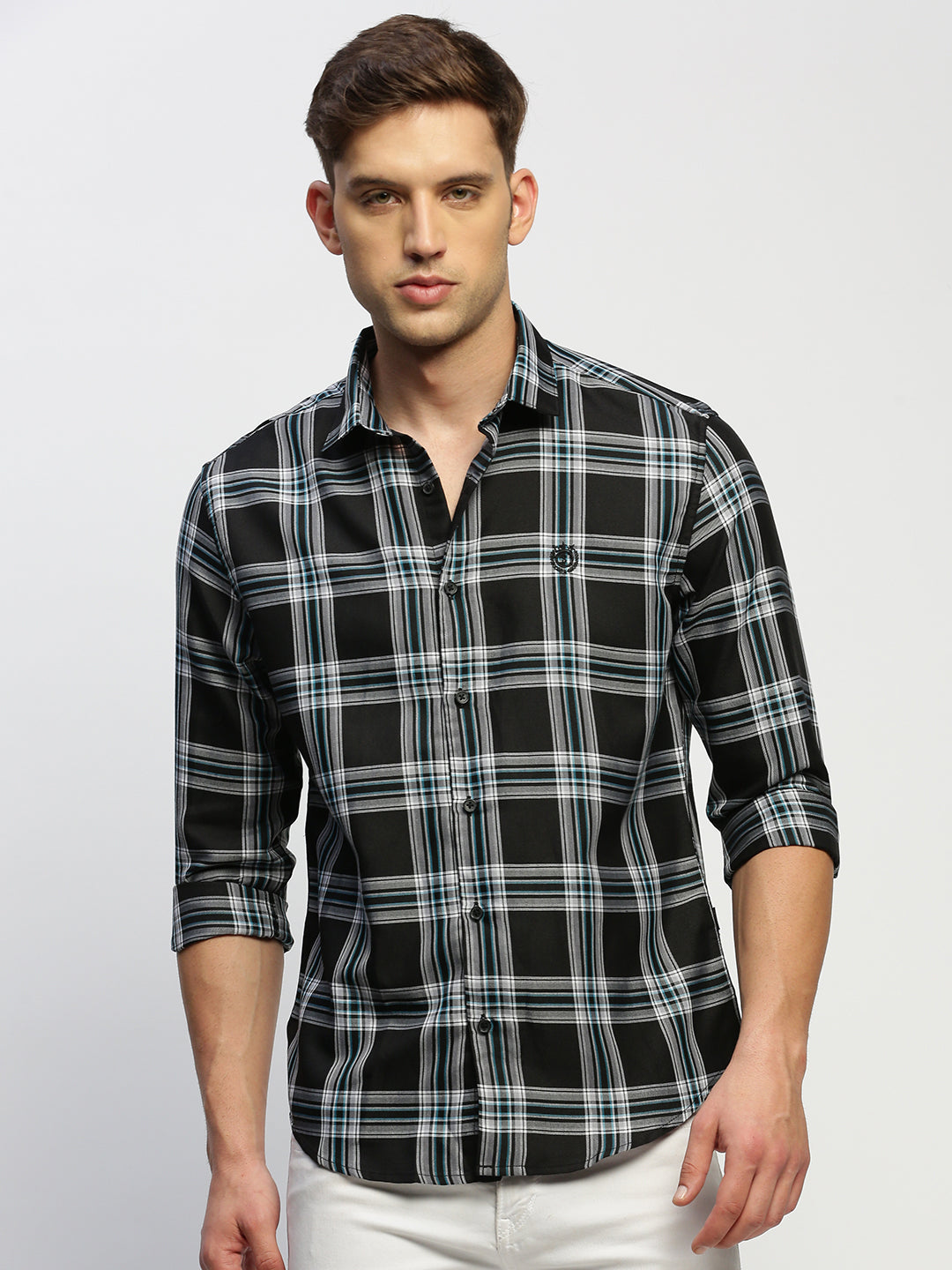 Men Black Checked Shirt