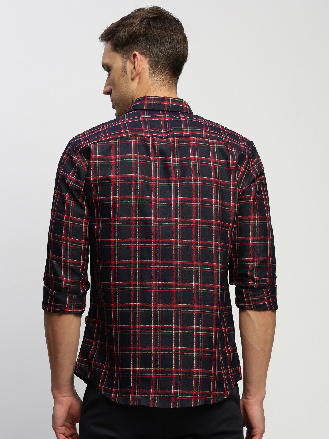 Men Navy Checked Shirt