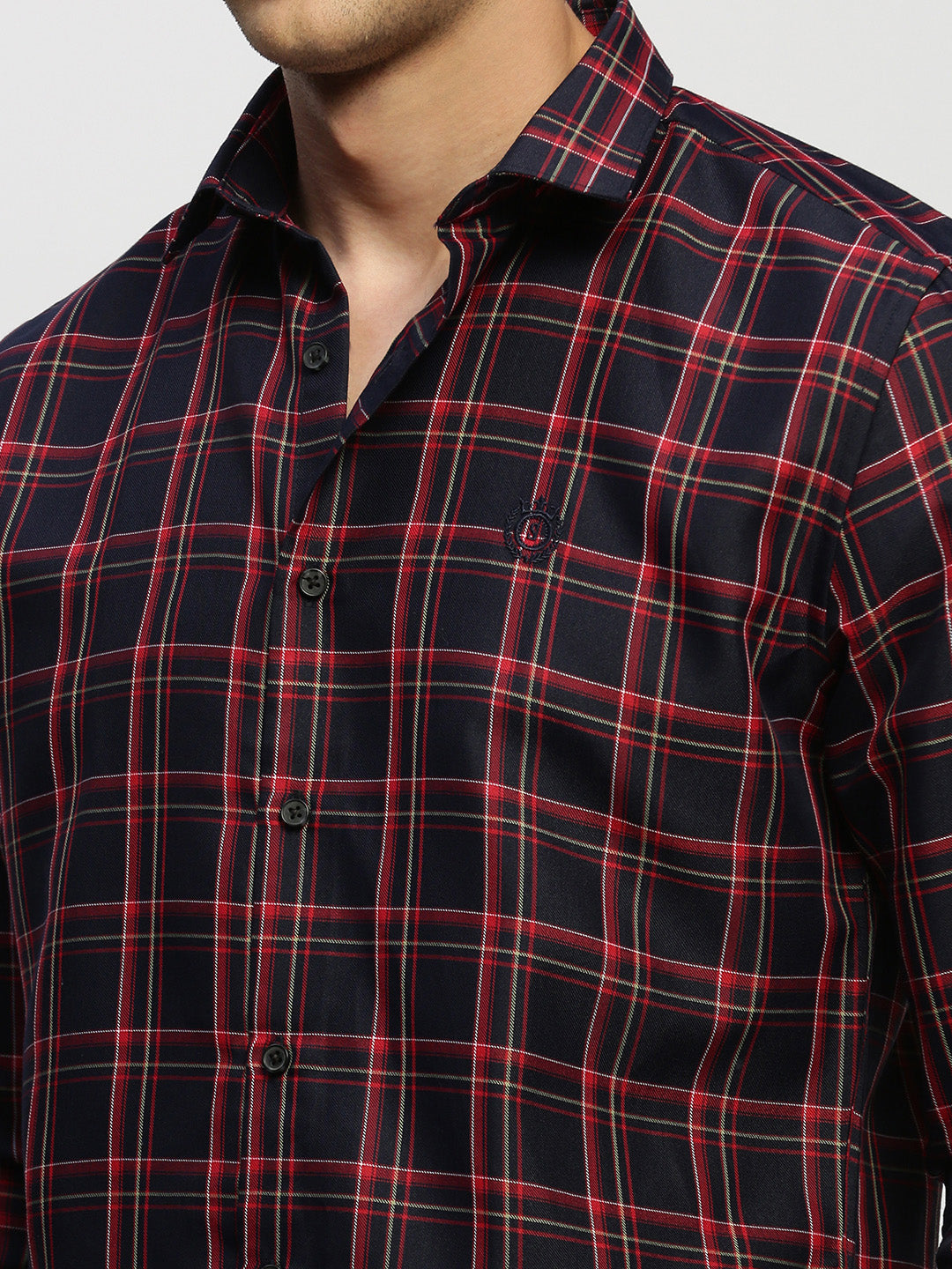 Men Navy Checked Shirt