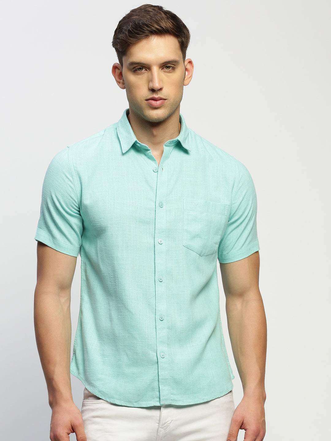 Men Green Solid Shirt