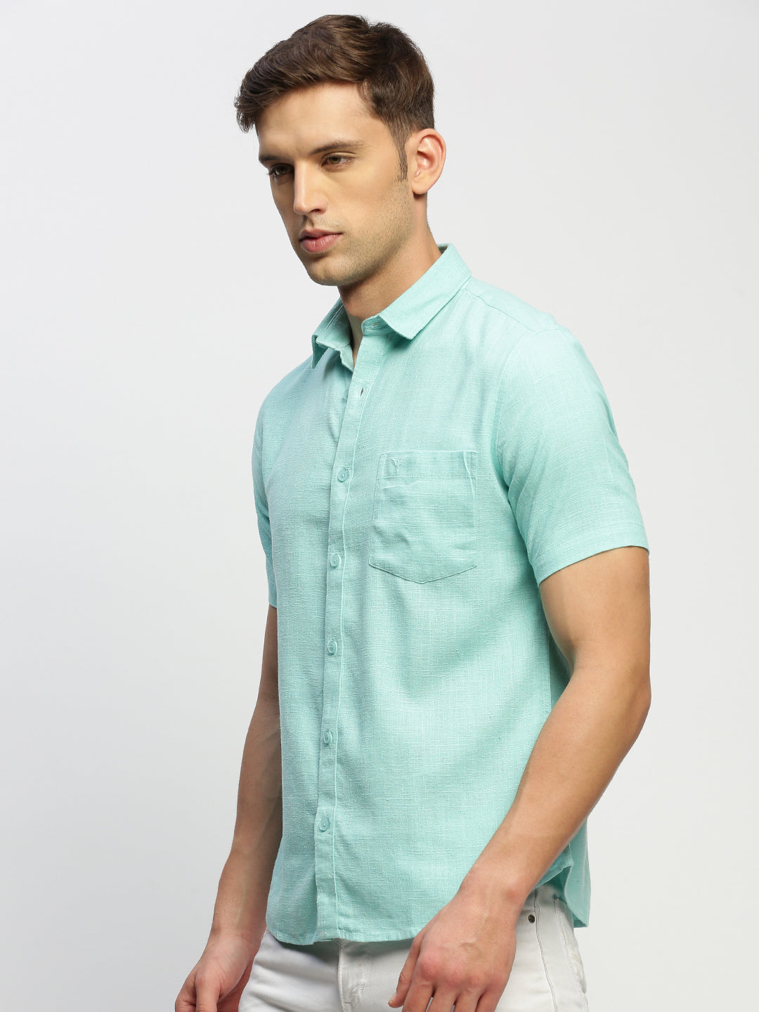 Men Green Solid Shirt