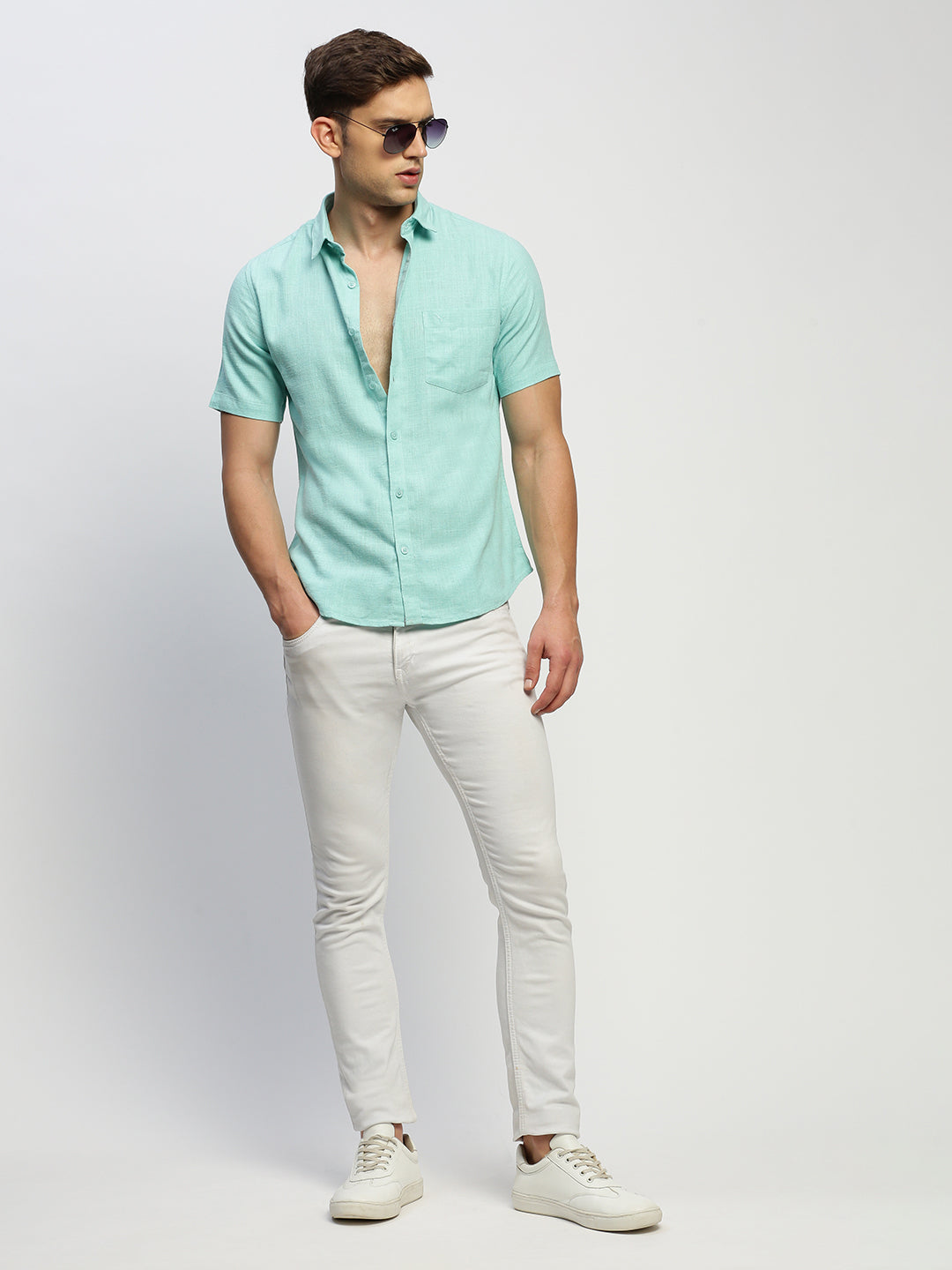 Men Green Solid Shirt