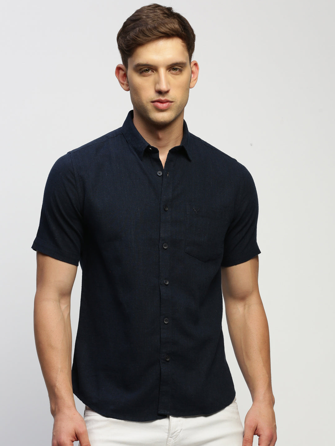 Men Navy Solid Shirt