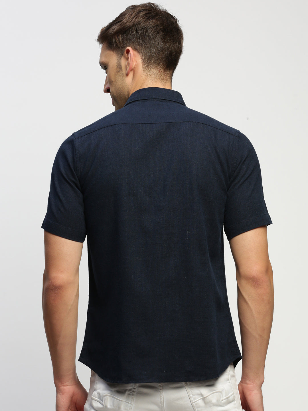 Men Navy Solid Shirt