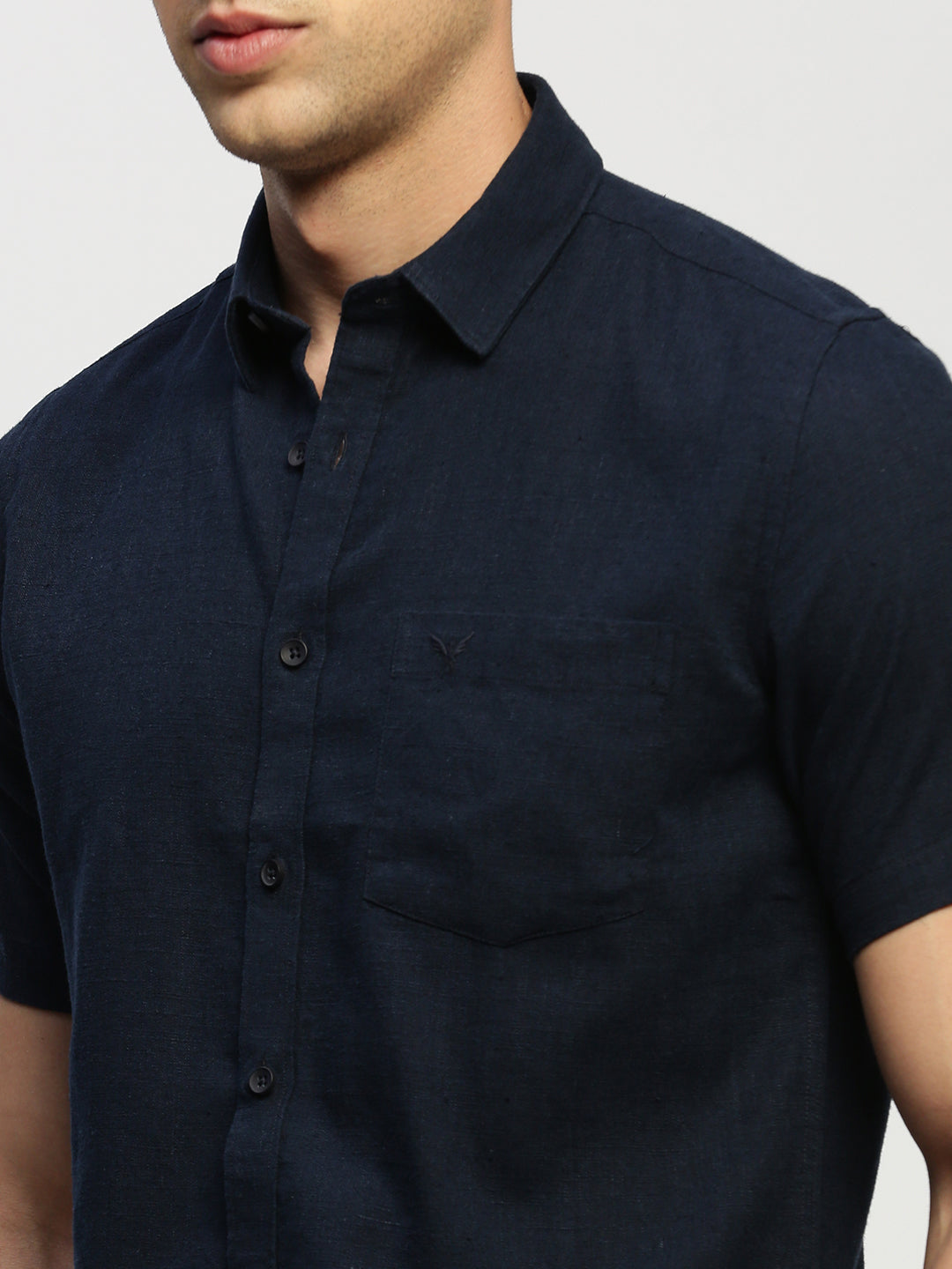 Men Navy Solid Shirt