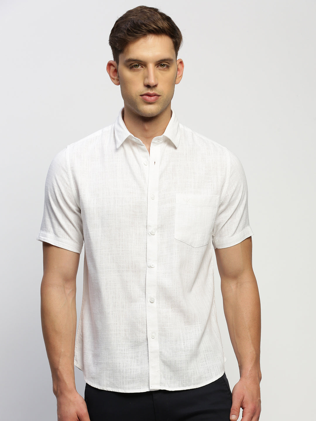 Men White Solid Shirt