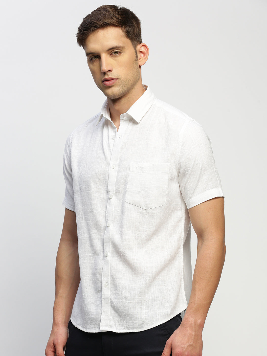 Men White Solid Shirt