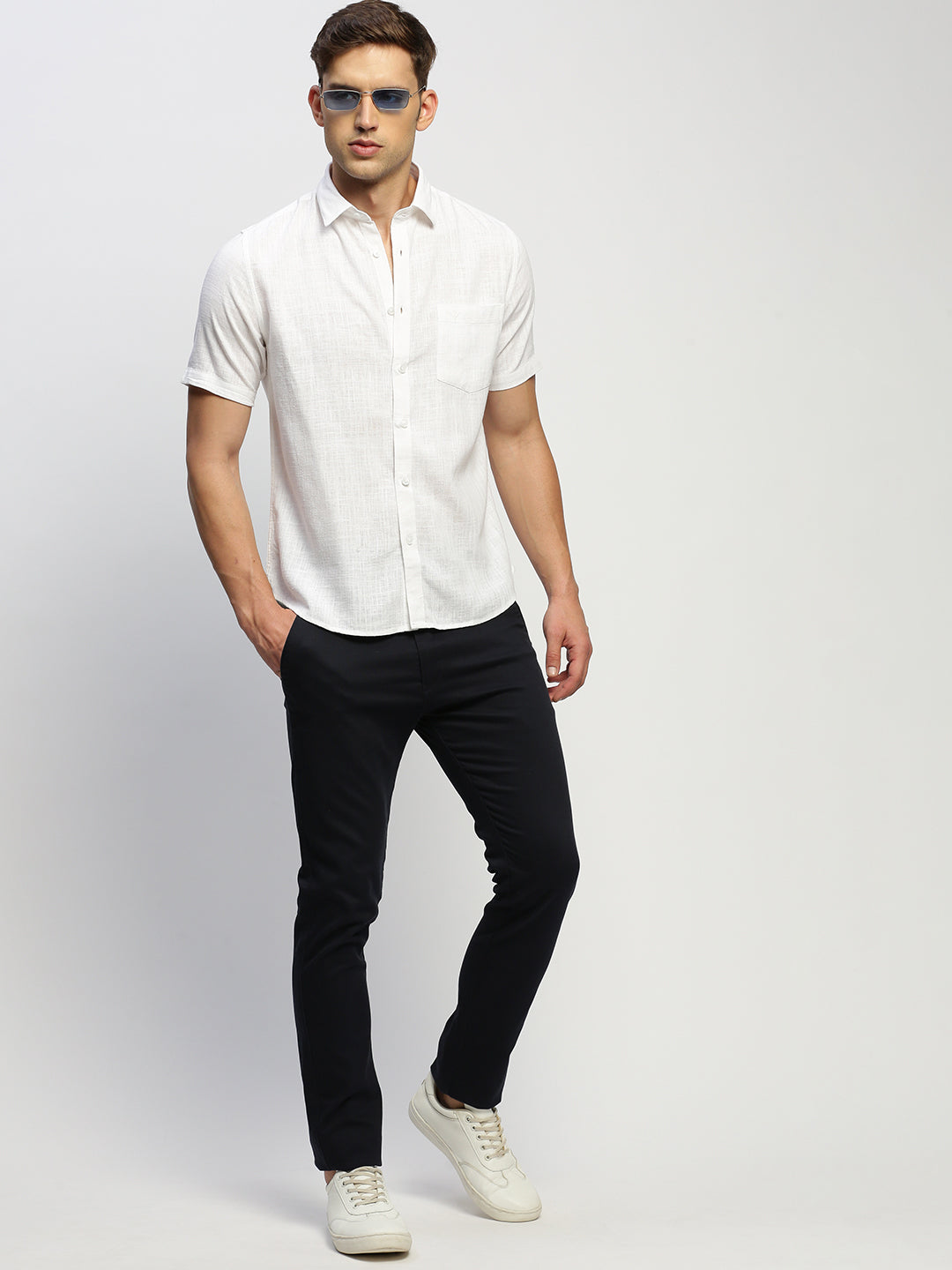 Men White Solid Shirt