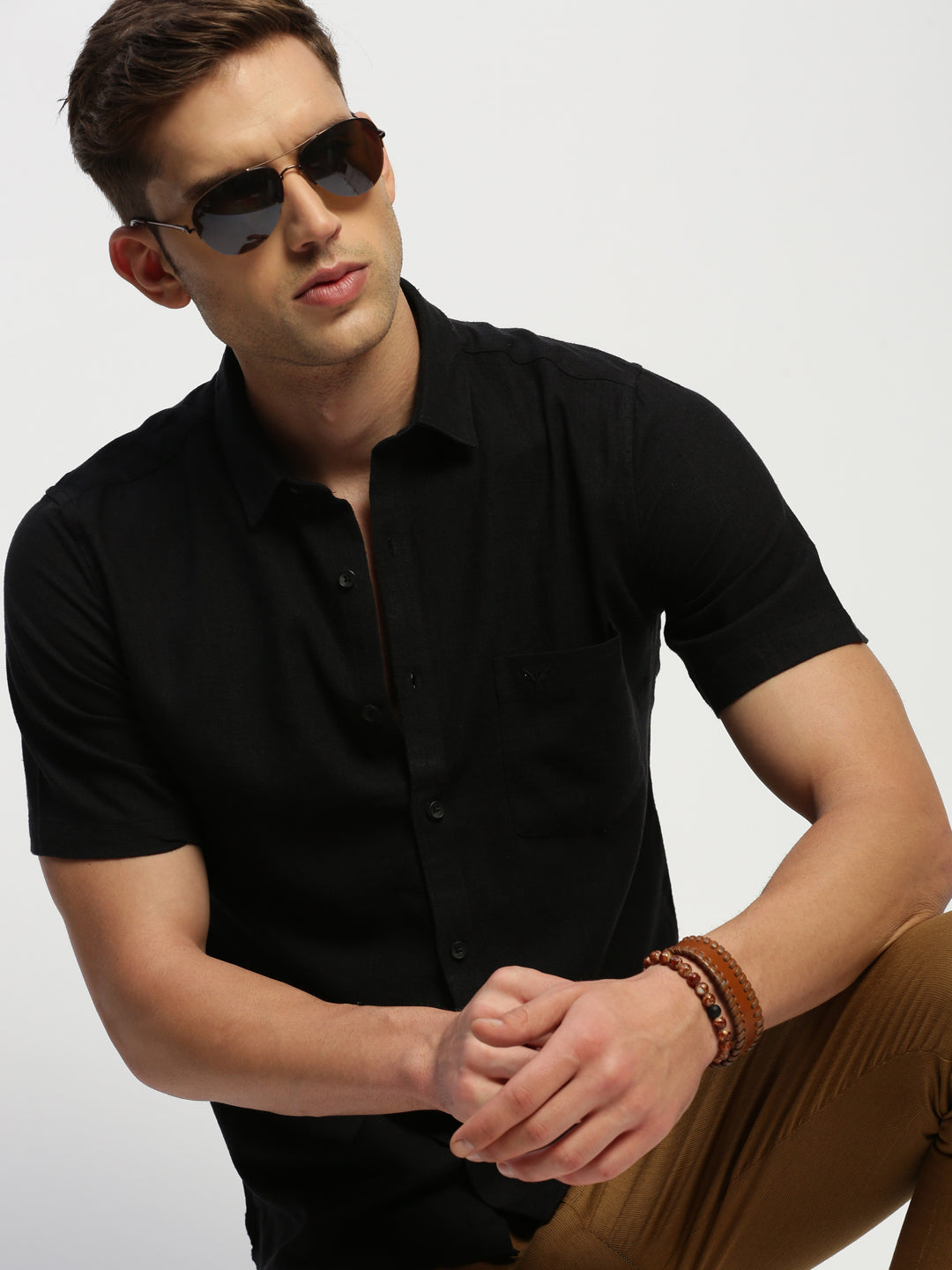 Men Black Solid Shirt