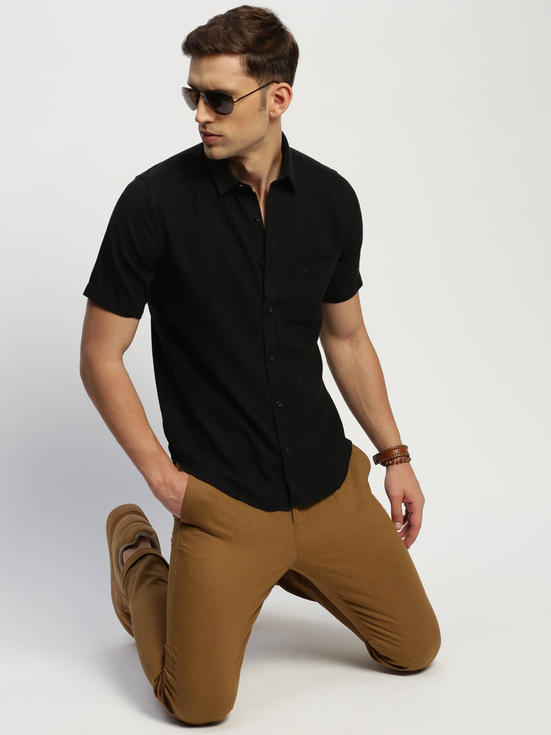 Men Black Solid Shirt