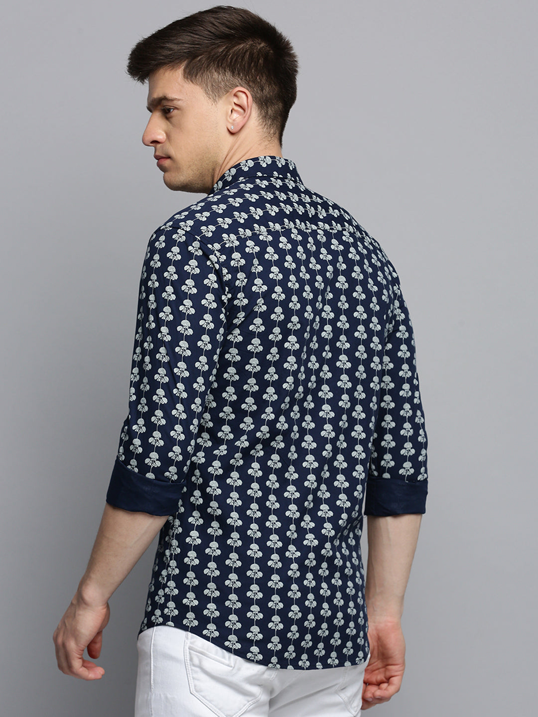 Men Navy Printed Casual Shirt