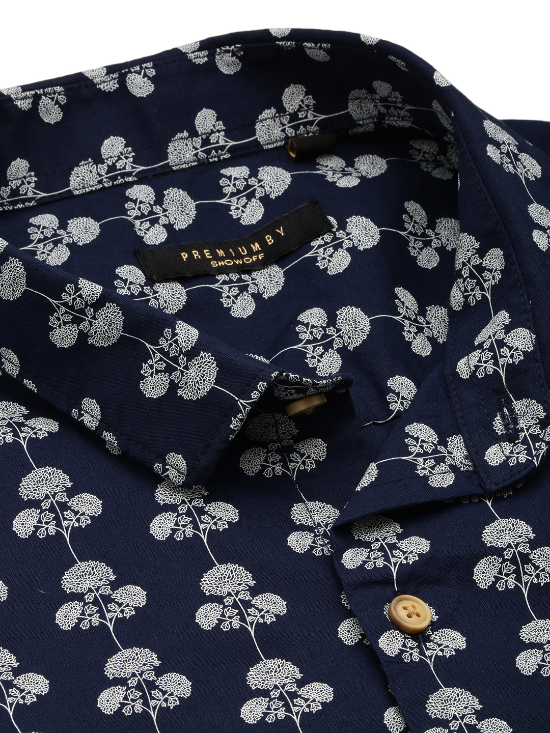 Men Navy Printed Casual Shirt