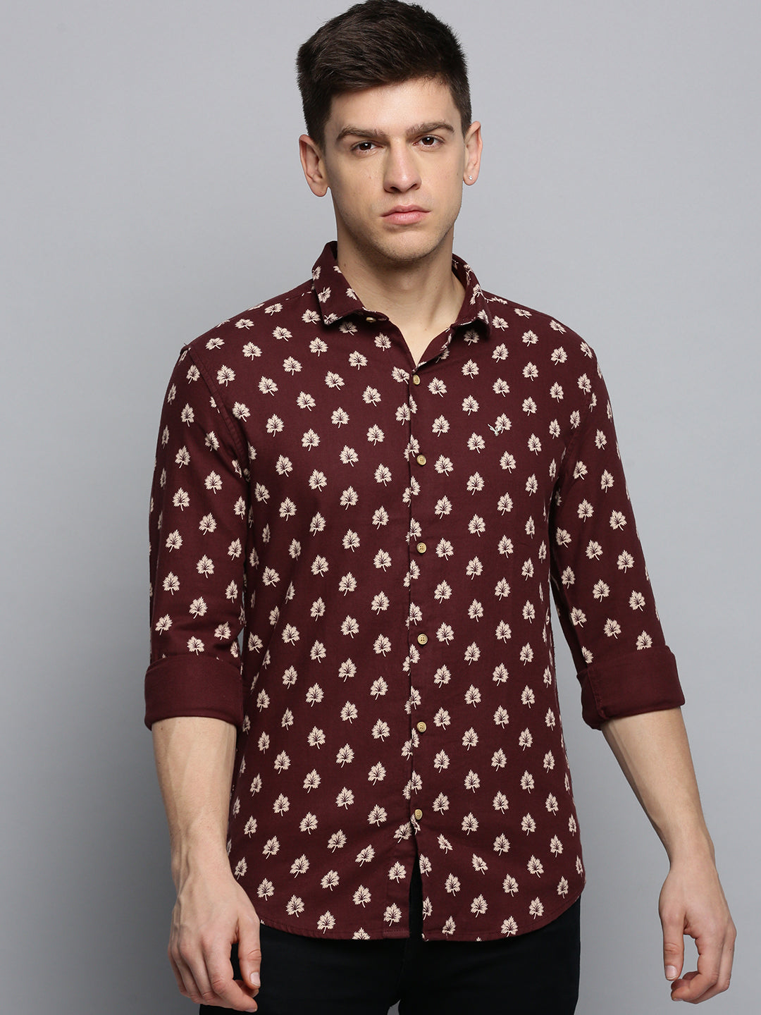 Men Brown Printed Casual Shirt