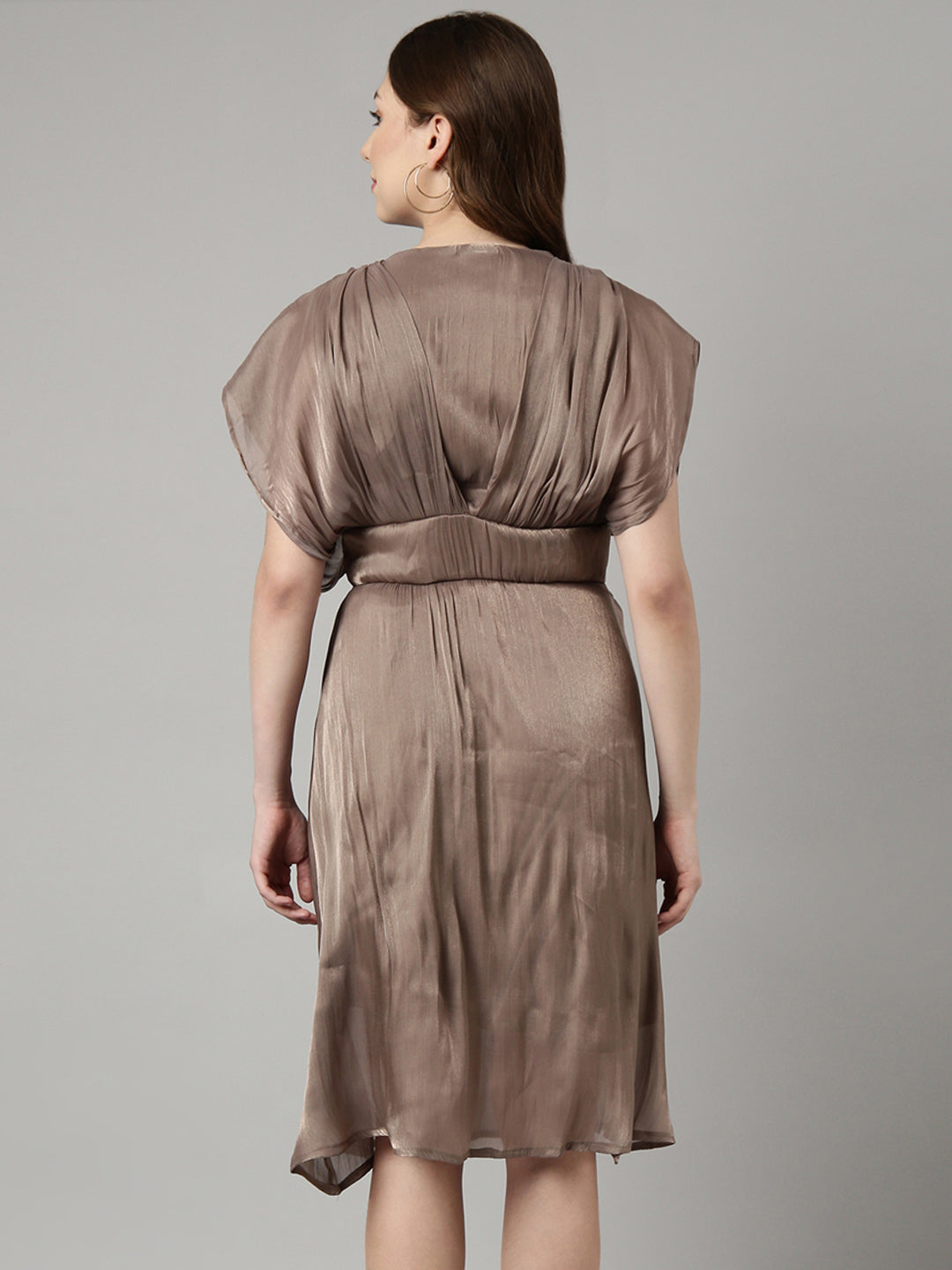 Women Beige Solid A-Line Dress