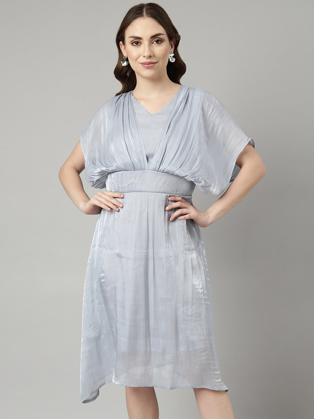 Women Grey Solid A-Line Dress