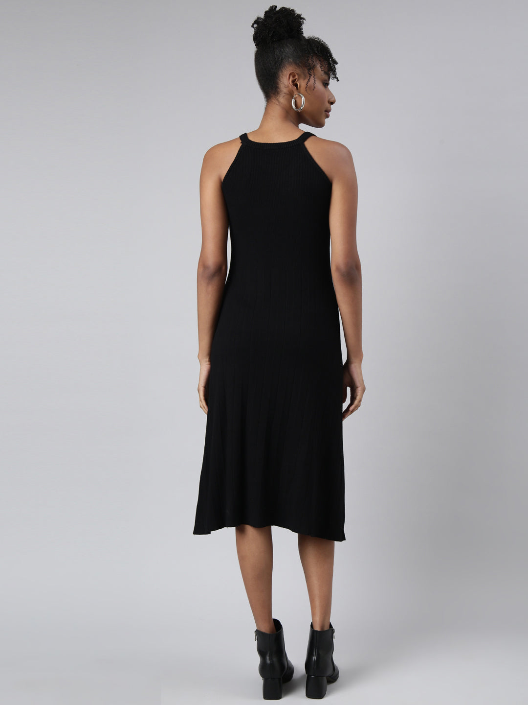 Women Black Solid A-Line Dress