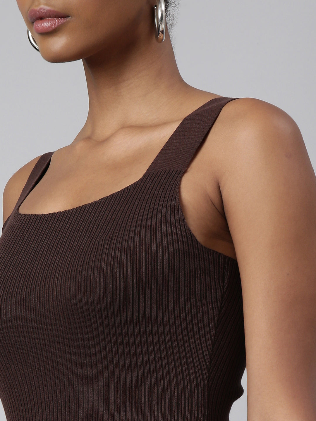 Women's Brown Solid A-Line Dress