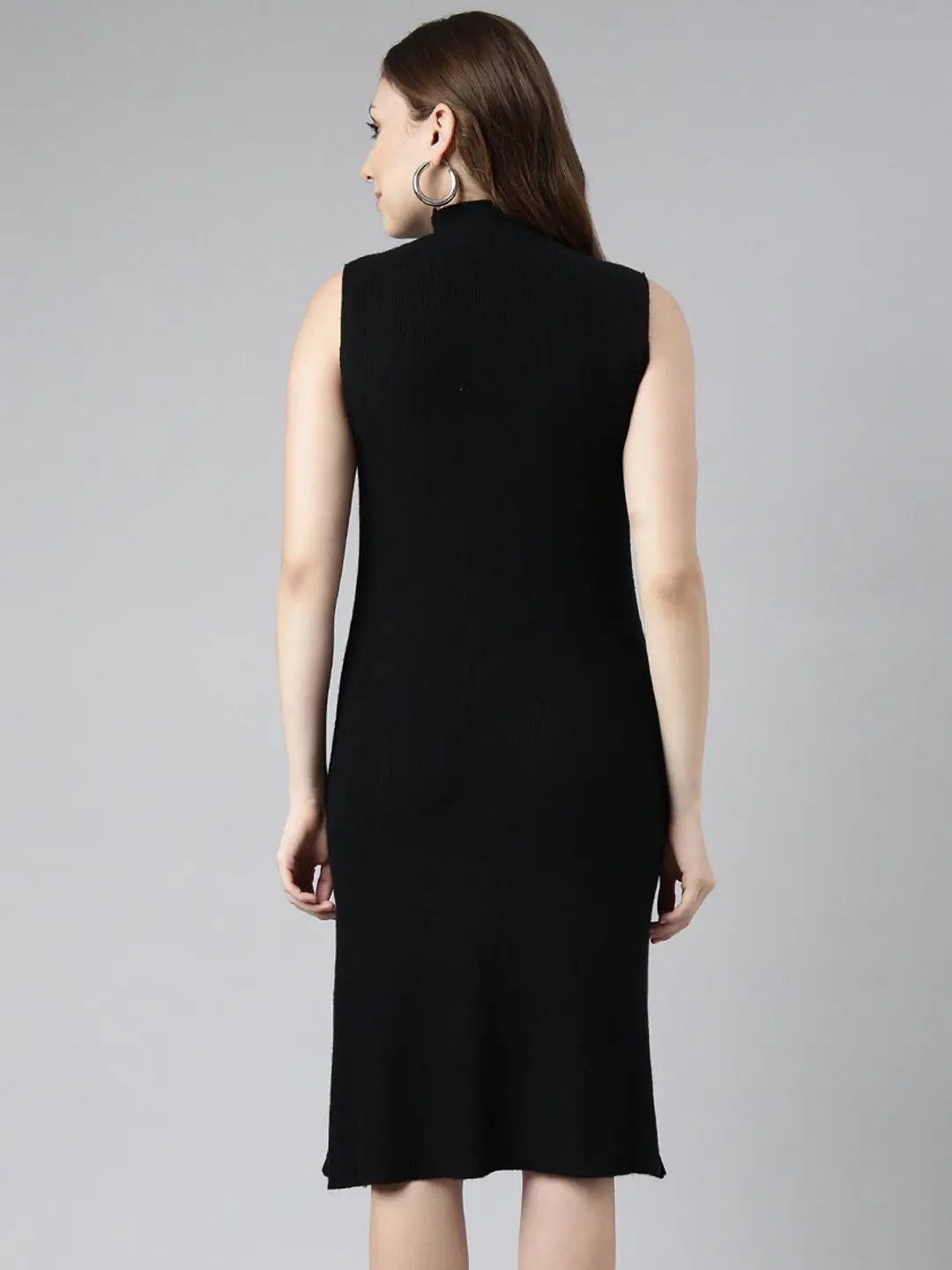 Women's Black Solid Bodycon Dress