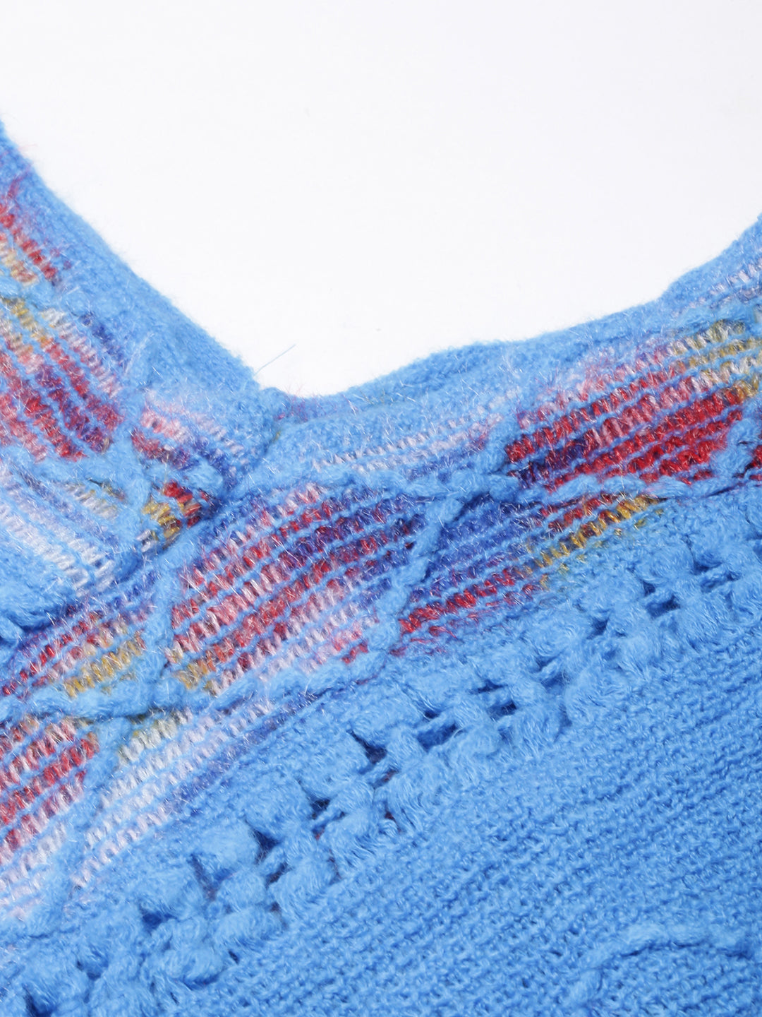 Women's Chevron Longline Blue Poncho