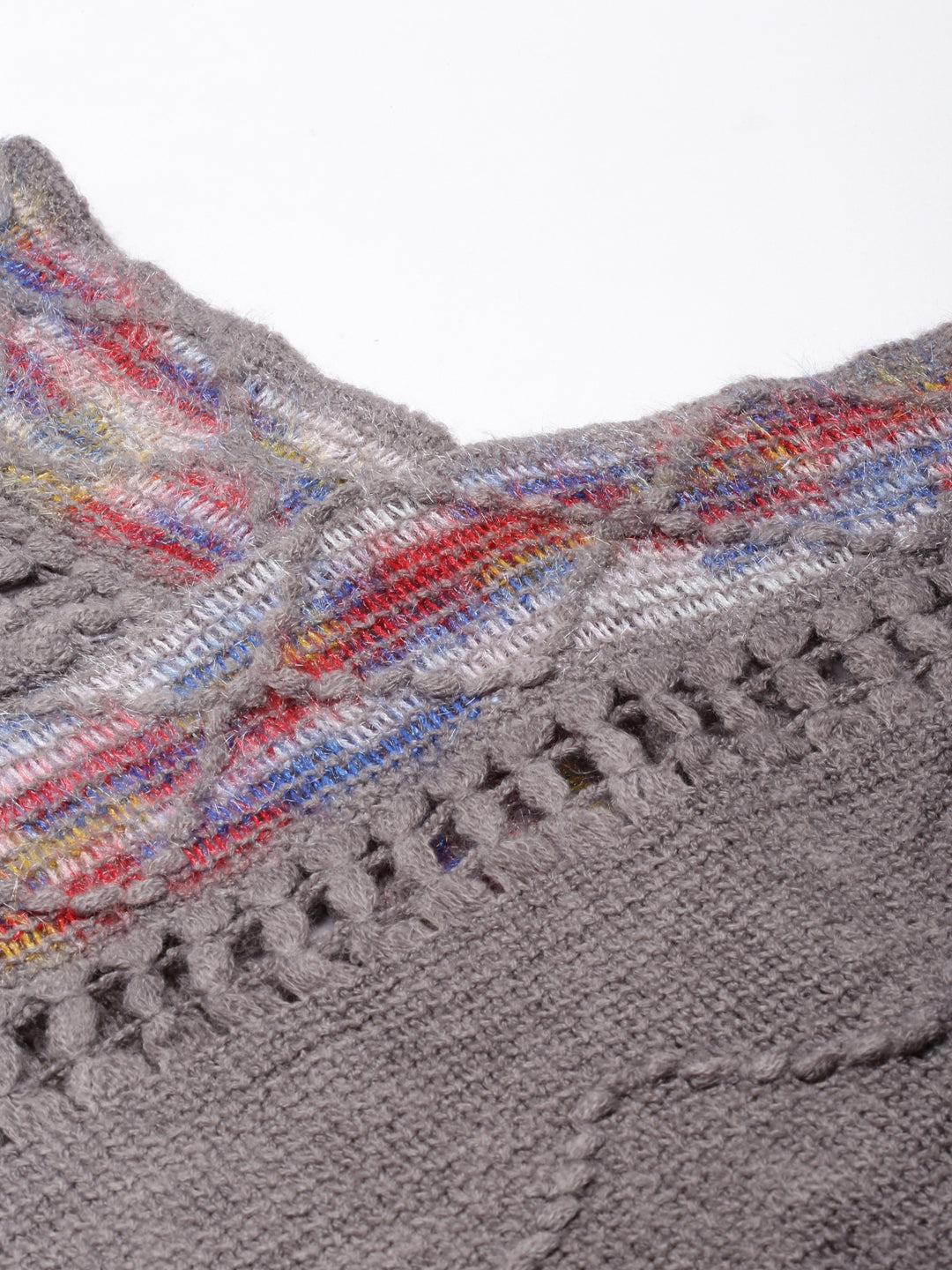 Women's Chevron Longline Grey Poncho