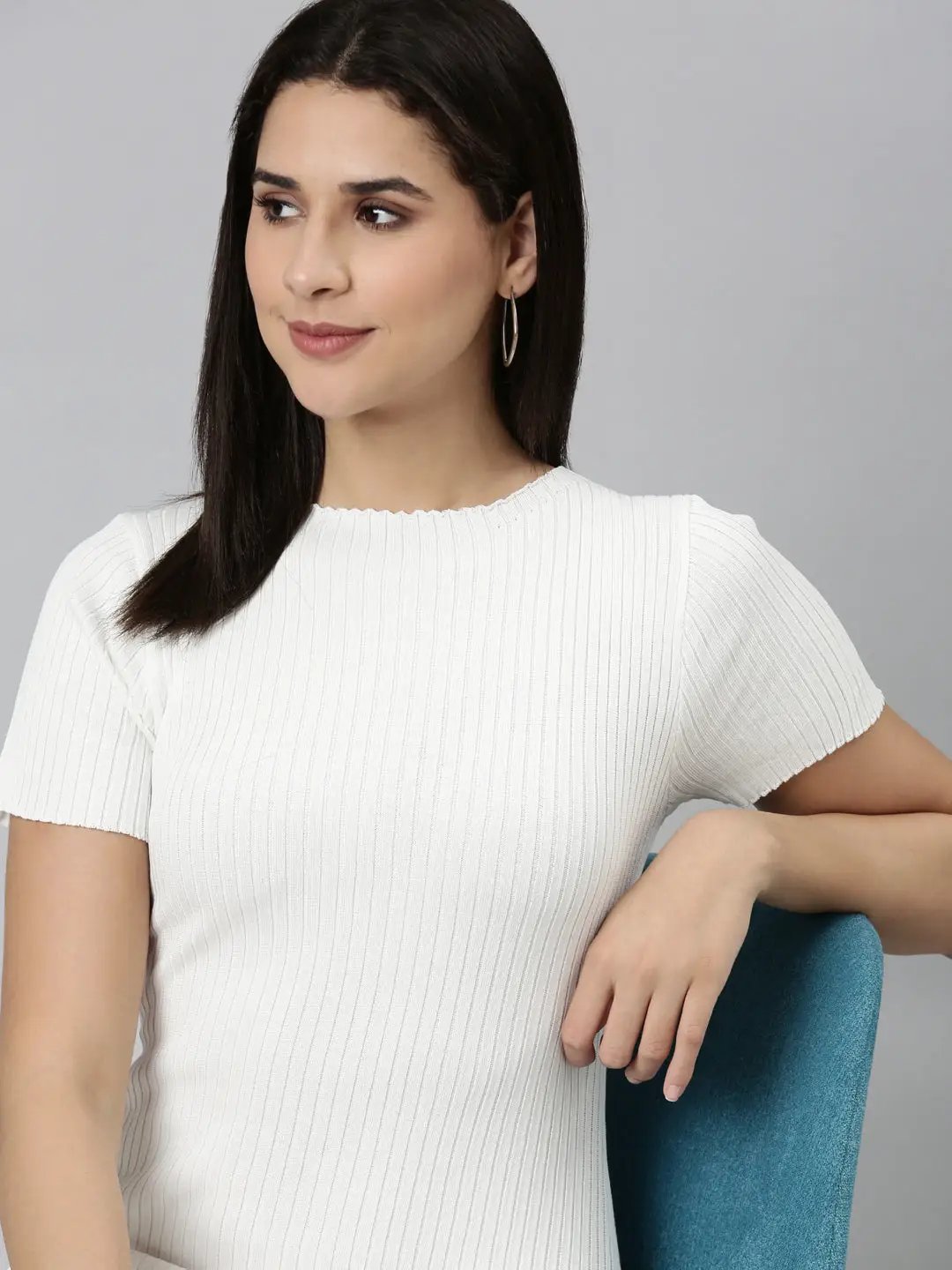 Women's White Solid Bodycon Dress