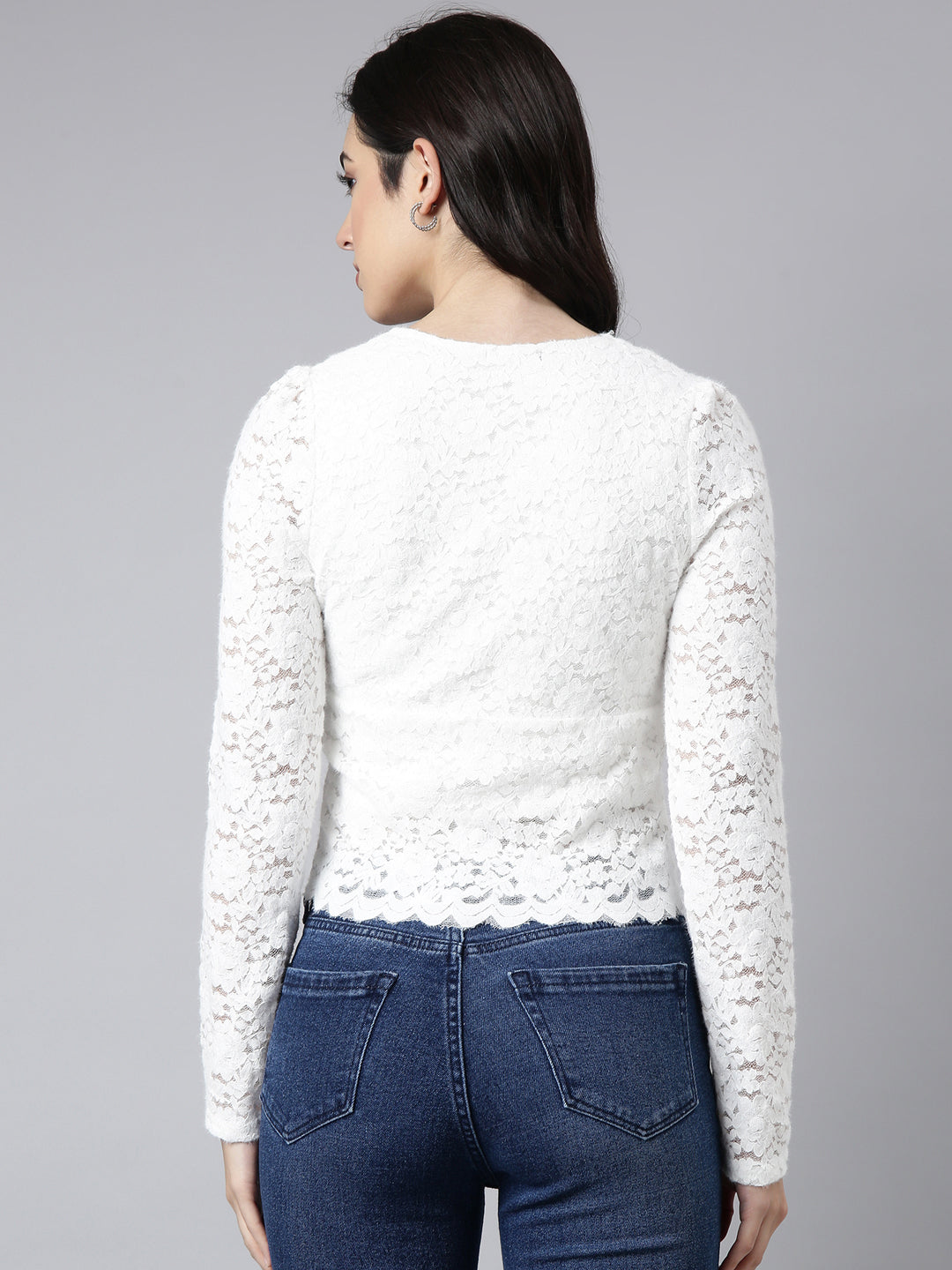 Women's Self Design White Top